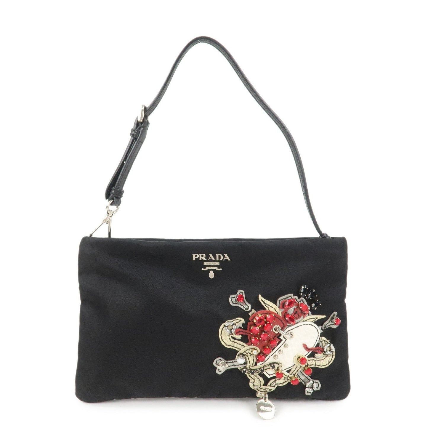 Shoulder Bag Evening Heart Leather Nylon Saffiano