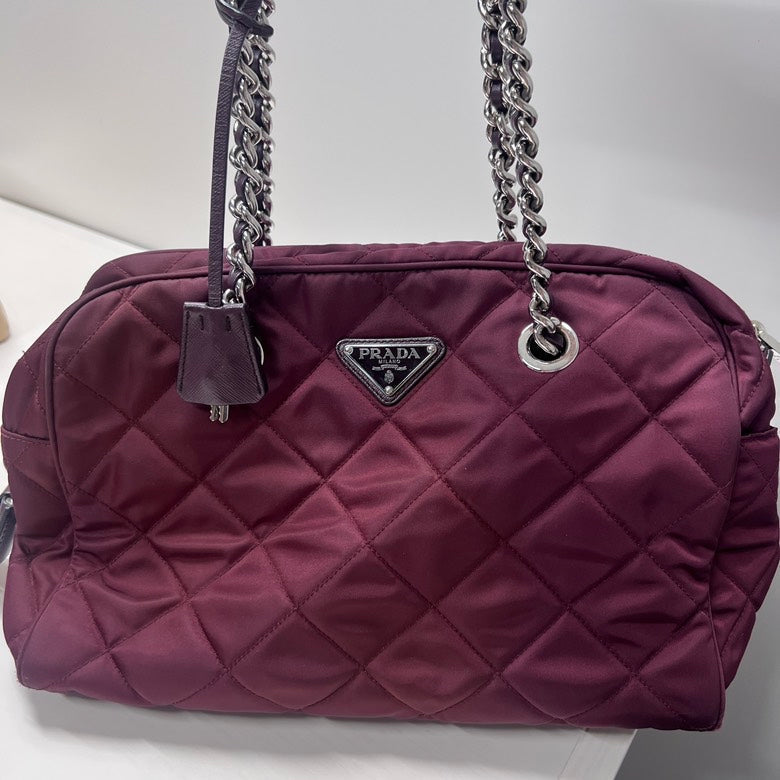 Prada Wine Shoulder Bag Red Chain
