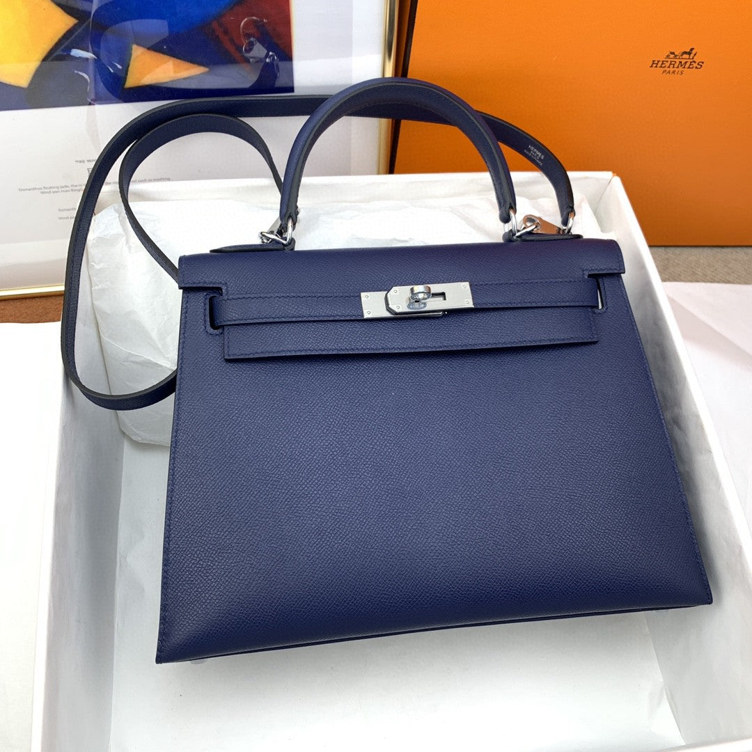 Top Quality Kelly Sellier Epsom Bag For Blue Shoulder Bag