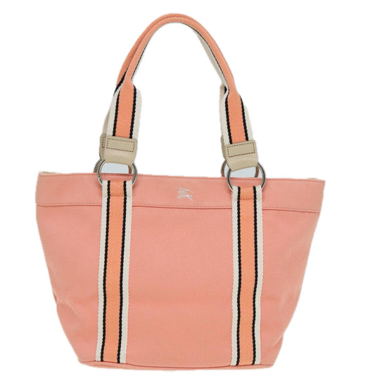 Burberry Label Tote Bag Canvas Blue Pink