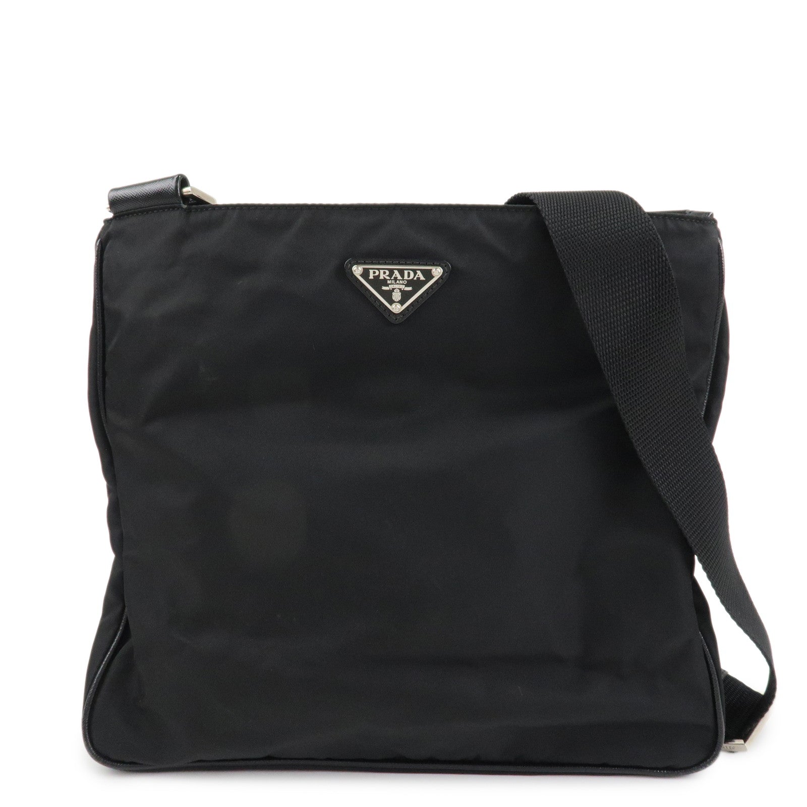 Shoulder Bag Triangle HDW d Leather Nylon Black