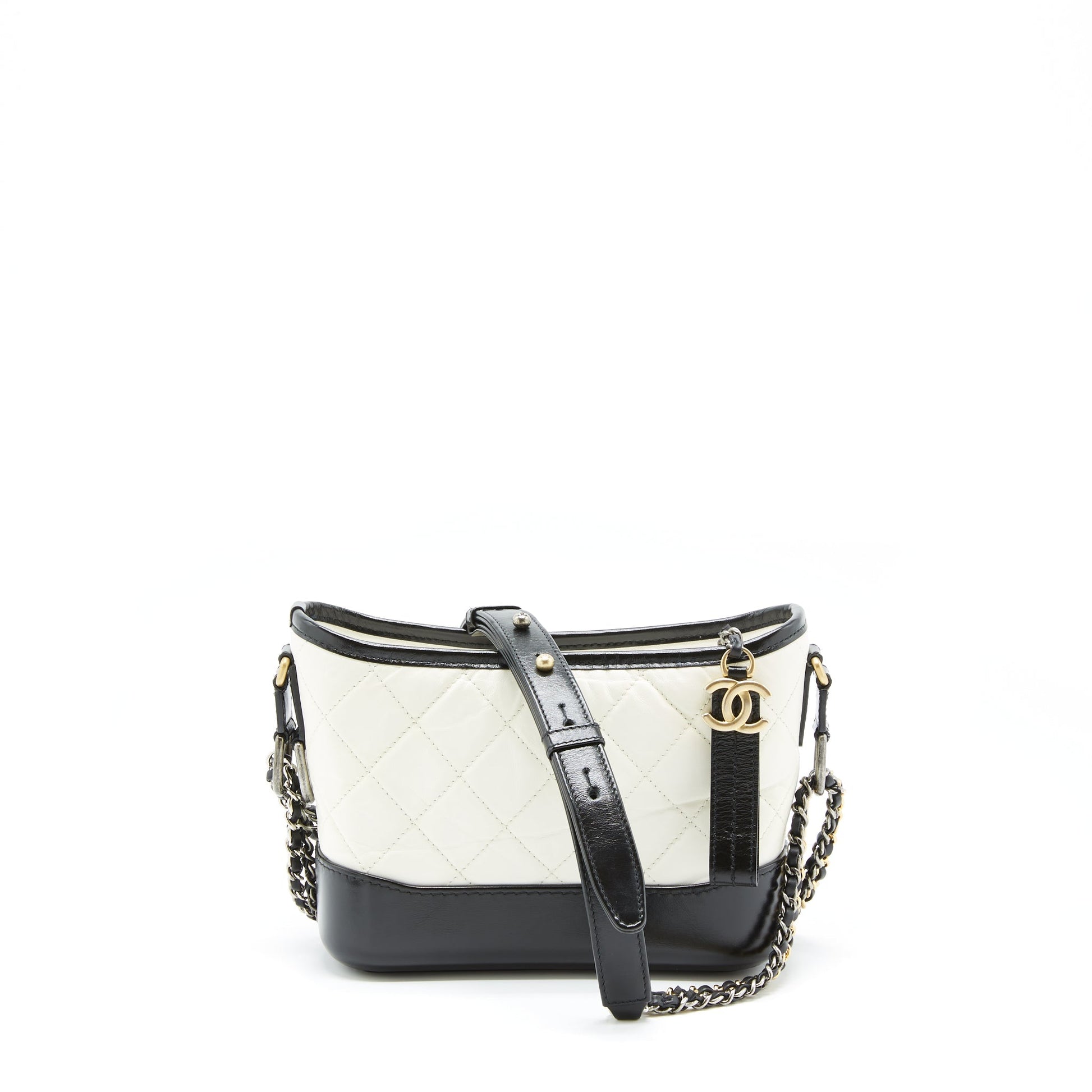 Chanel Gabrielle hobo calfskin hardware Multicolour Black White Small Shoulder Bag