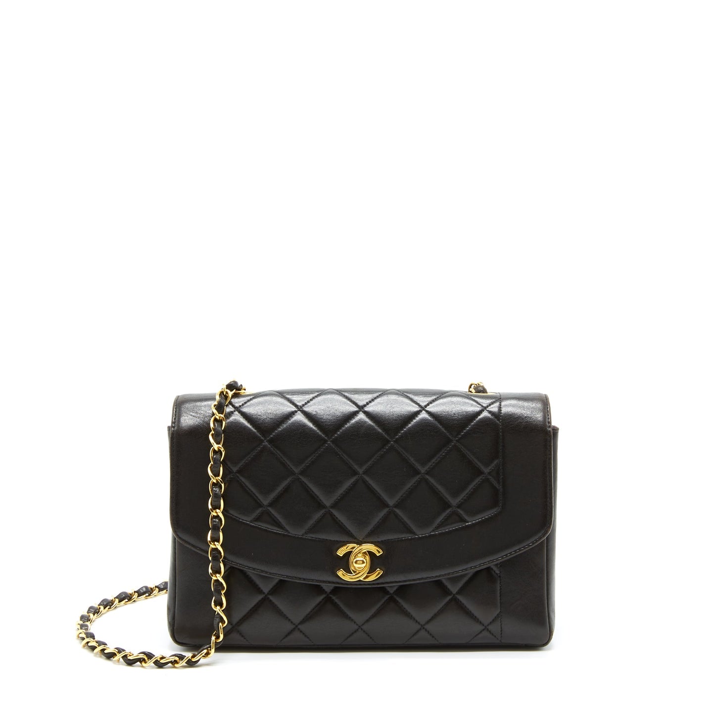 Chanel Diana Flap Lambskin GHW Black Shoulder Bag