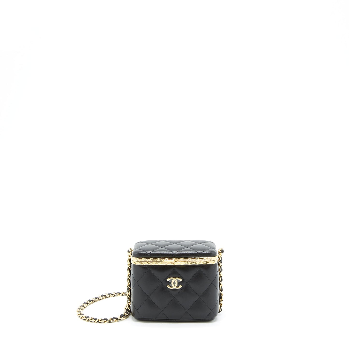 Chanel Clip Flap Vanity Lambskin GHW Black Small Handbag