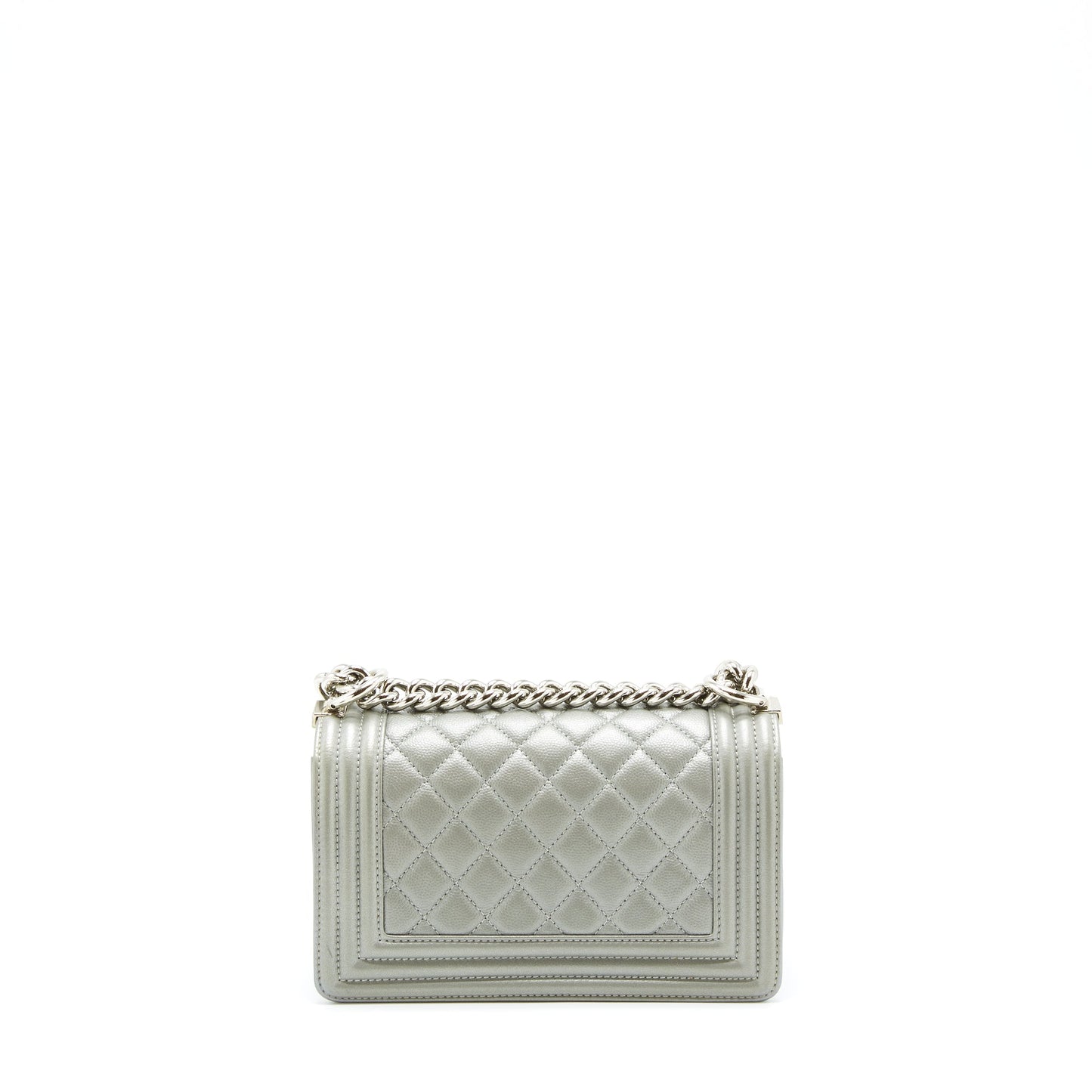 Chanel Boy Caviar Light SHW Grey Small Handbag