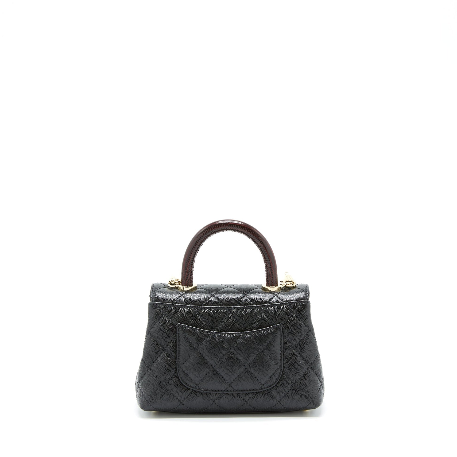 Chanel Coco Handle Flap Caviar Burgundy Handle Black Shoulder Bag