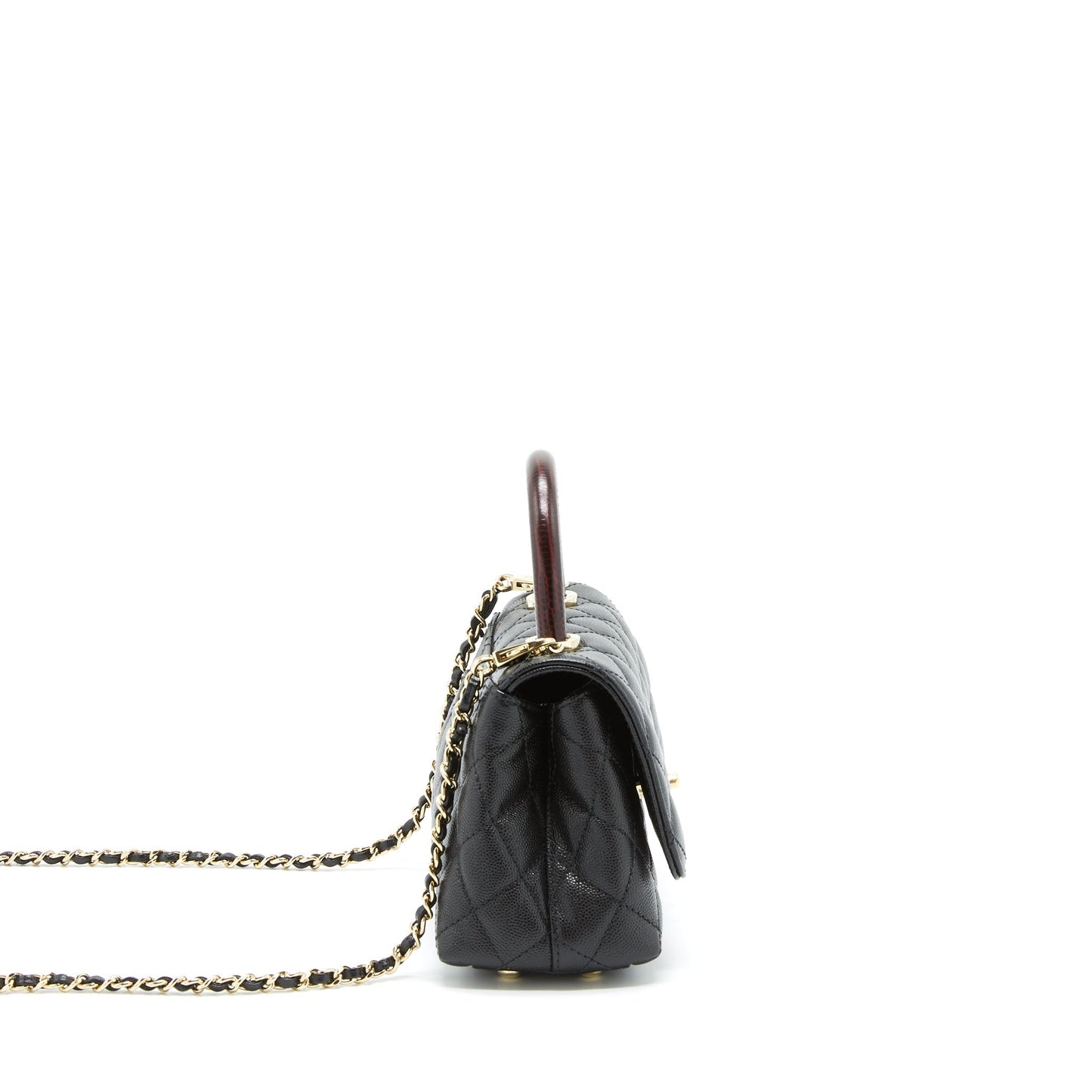 Chanel Coco Handle Flap Caviar Burgundy Handle Black Shoulder Bag