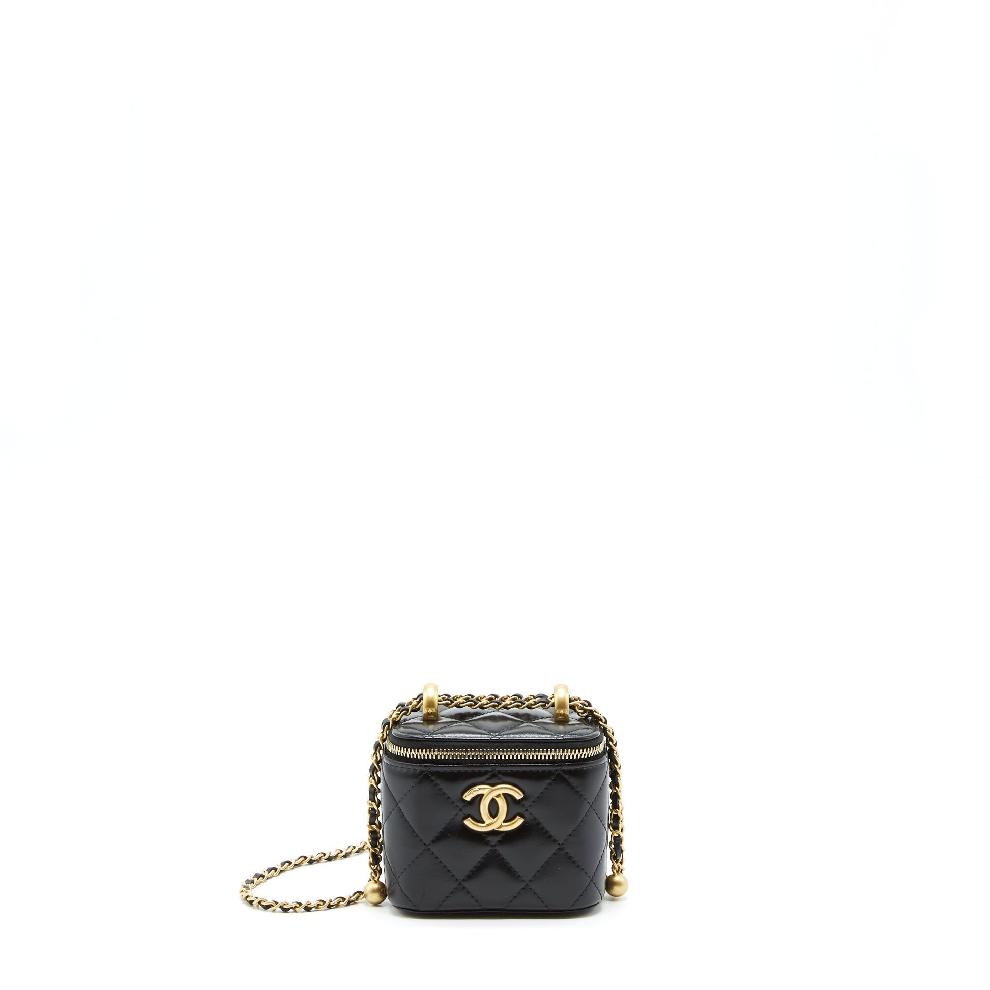Chanel 21A Crush Vanity Calfskin Brushed GHW Black Gold Mini Bag