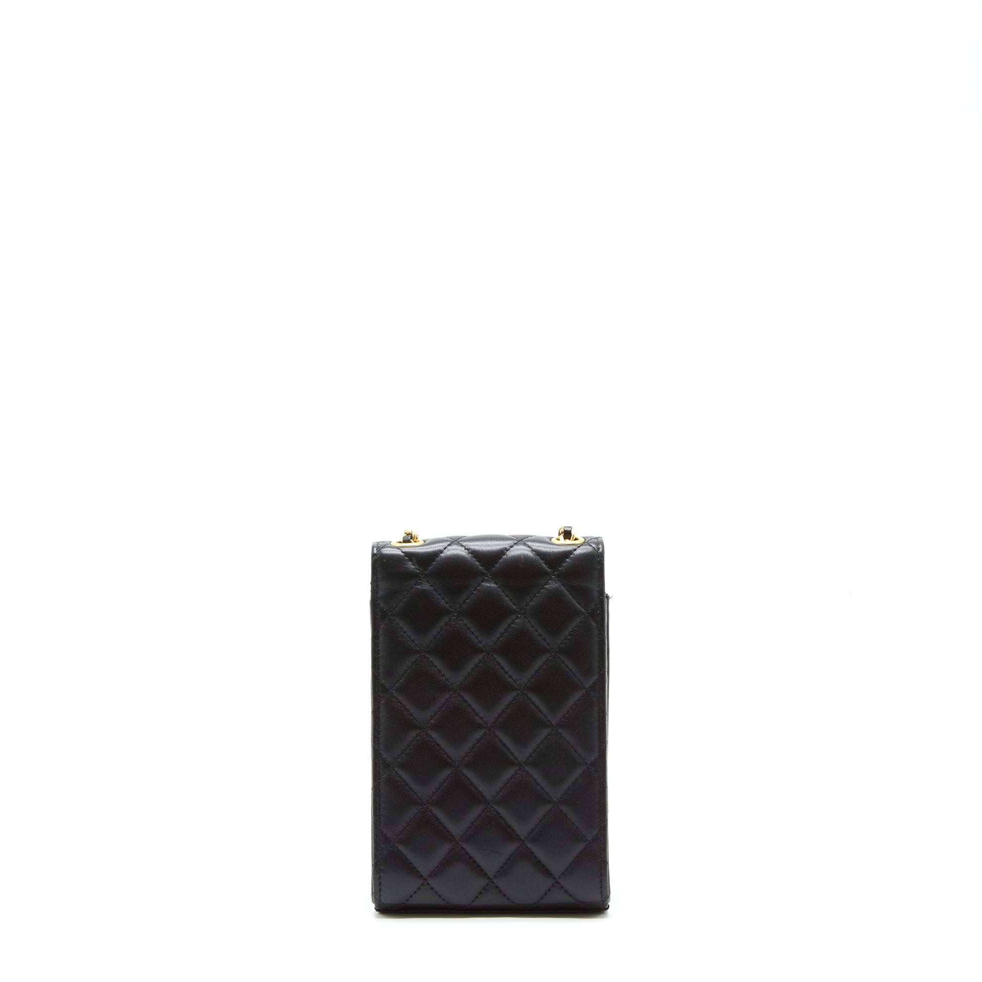 Chanel Pearl Crush Phone Lambskin GHW Black Handbag