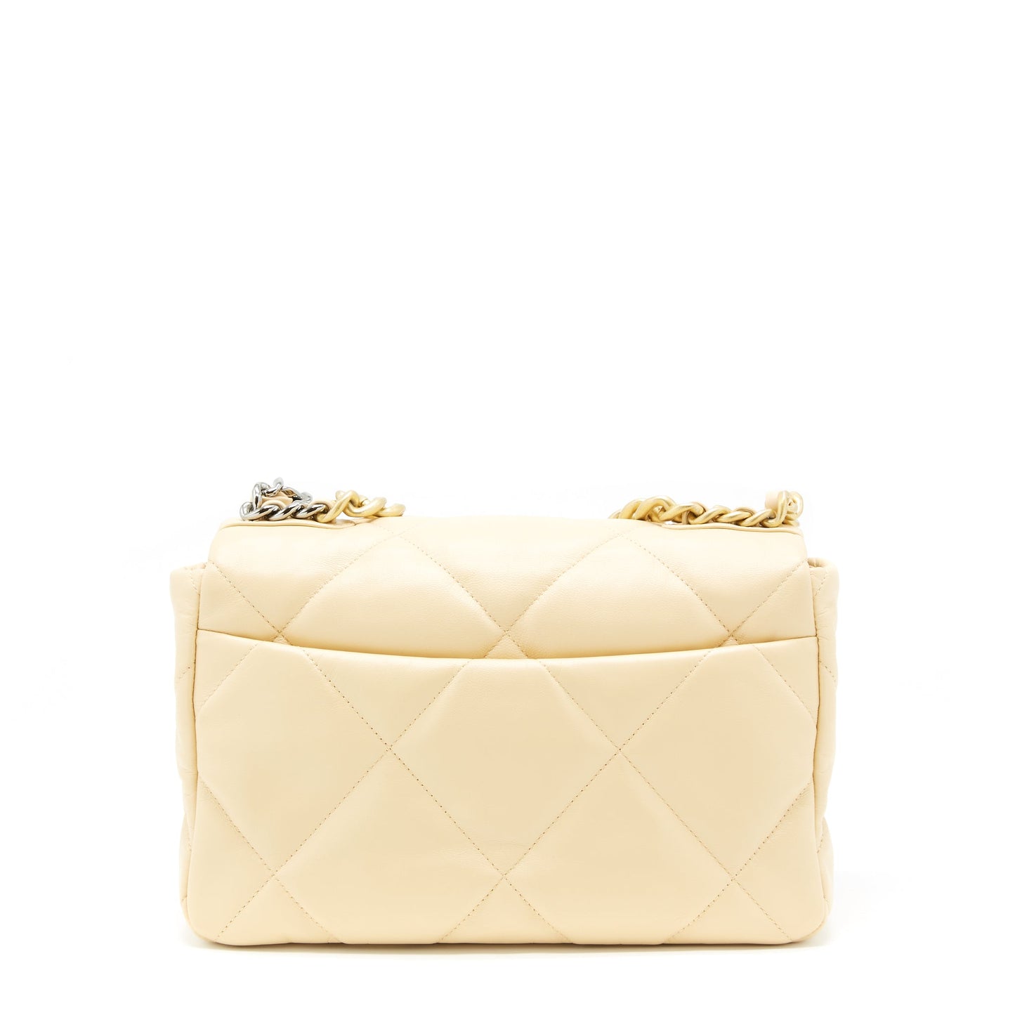 Chanel 19 Goatskin Hardware Gold Silver Beige Handbag