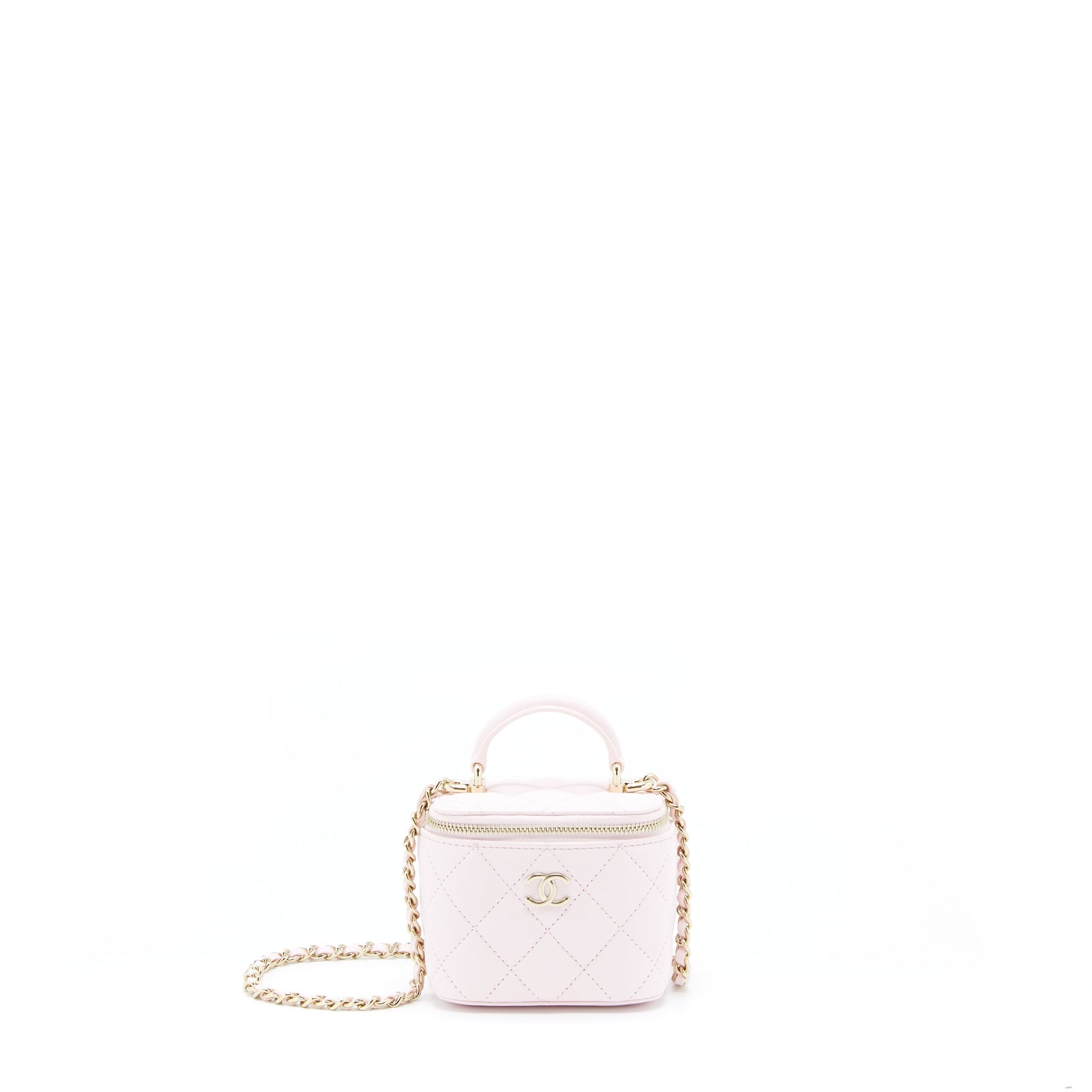 Chanel 22P Top Handle Vanity Lambskin Light Pink Mini Bag