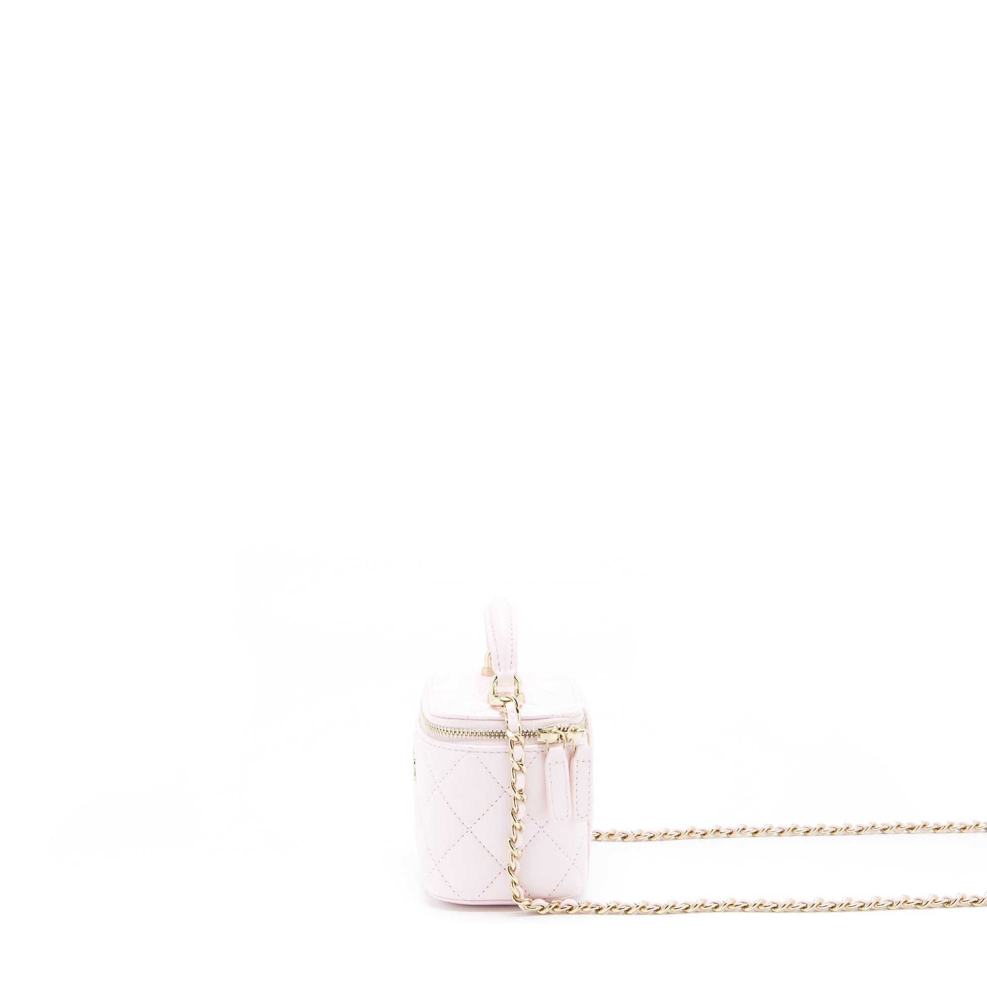 Chanel 22P Top Handle Vanity Lambskin Light Pink Mini Bag