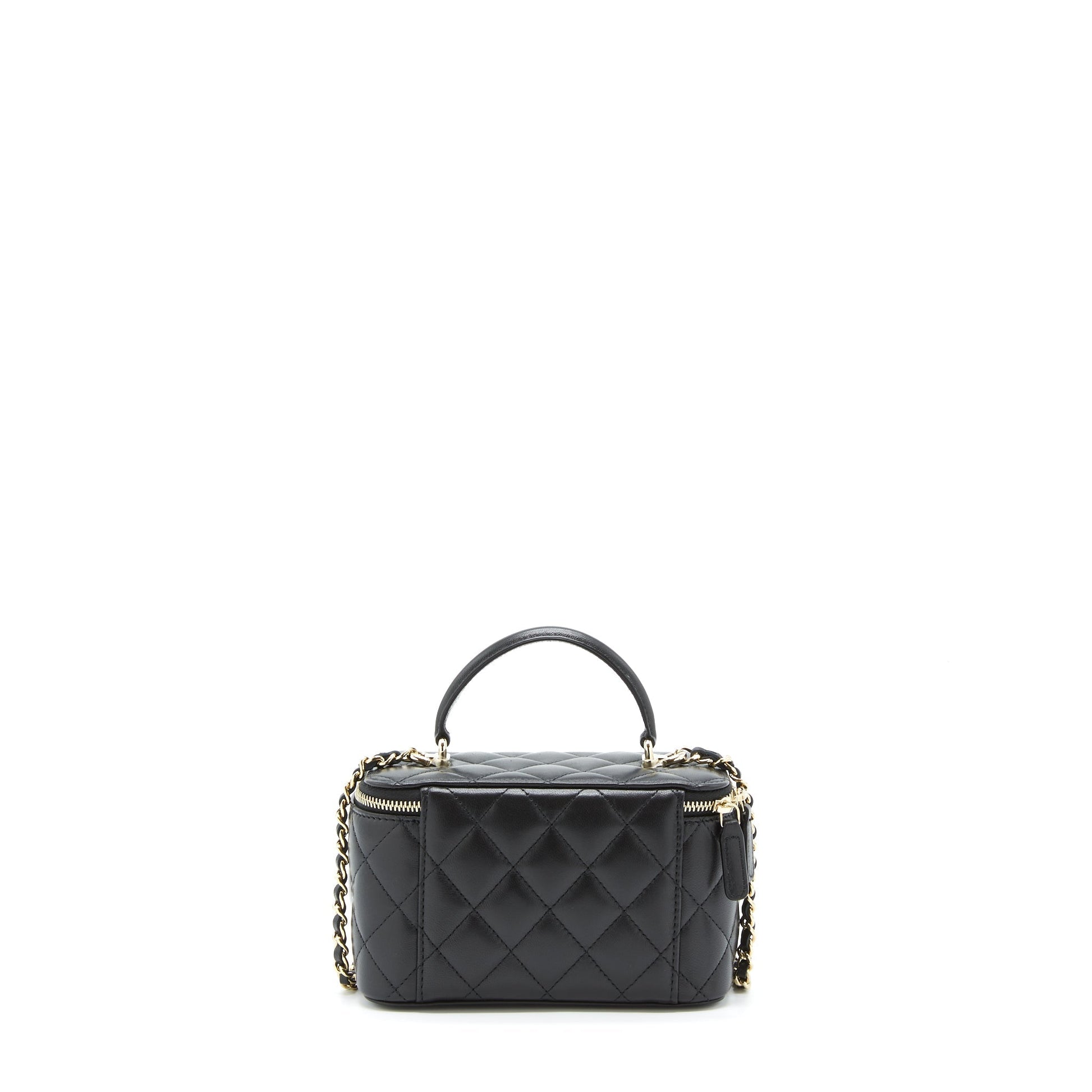 Chanel 22A Top Handle Long Vanity Lambskin Black Handbag