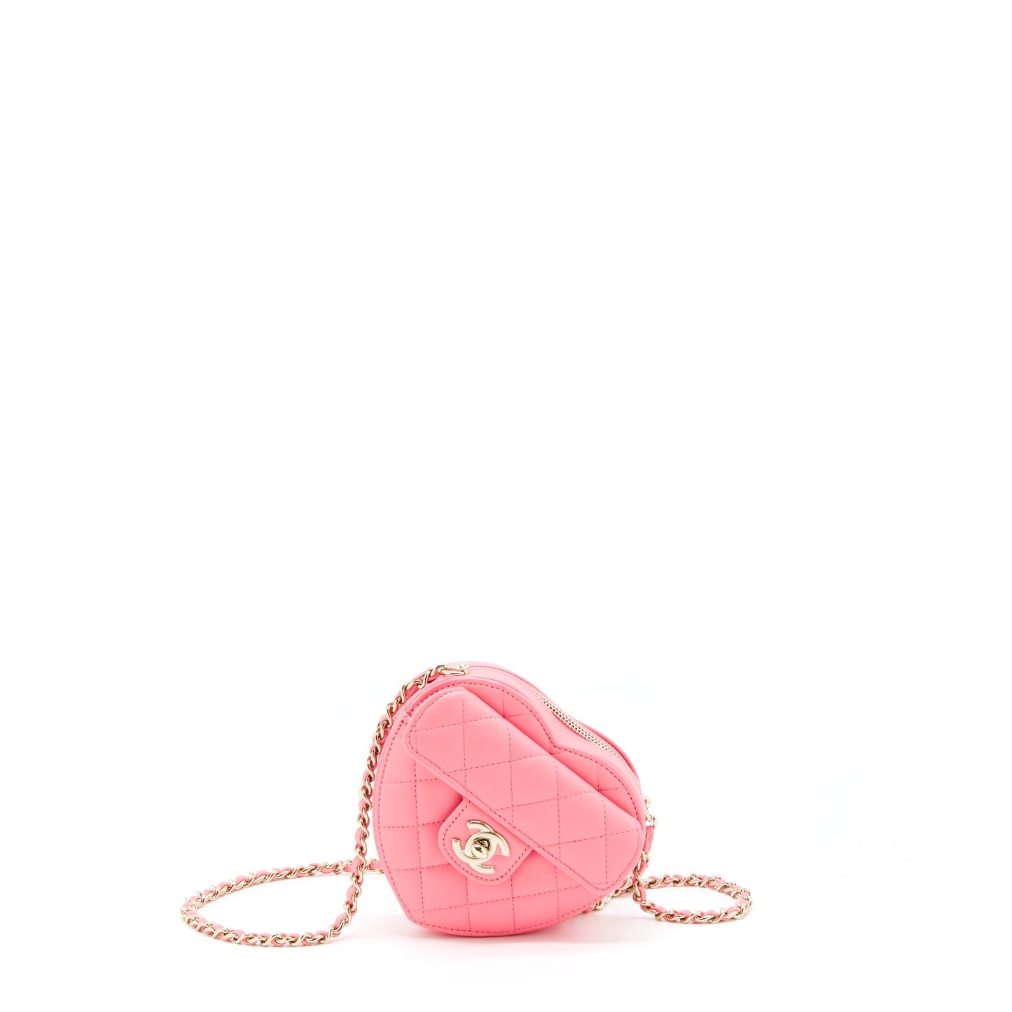 Chanel 22S Heart Lambskin LGHW Pink Small Handbag