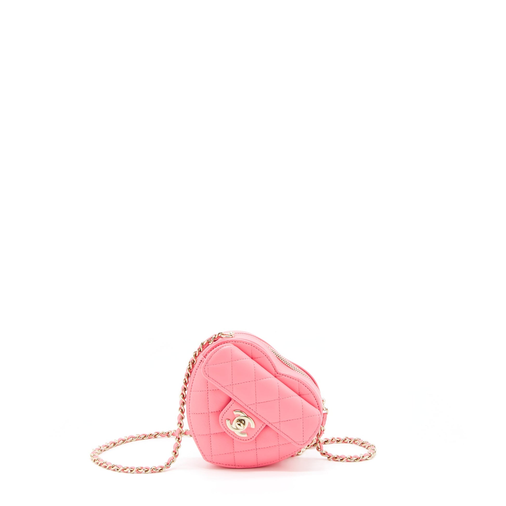 Chanel 22S Heart Lambskin LGHW Pink Small Handbag