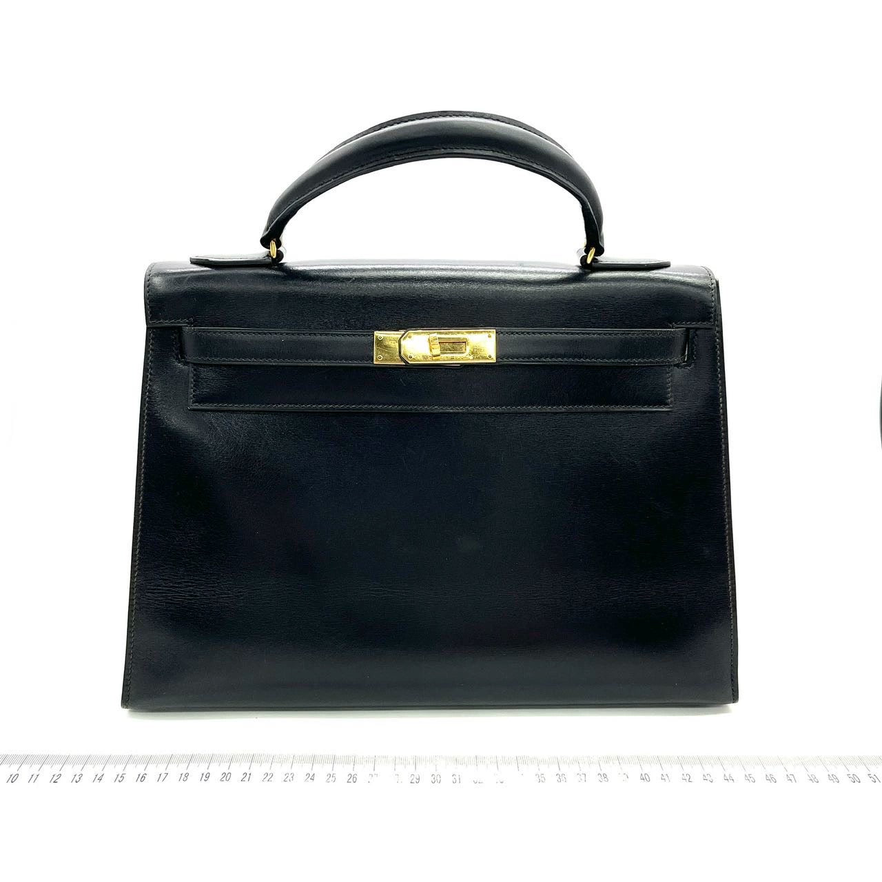 Hermes Kelly Sellier Box Hw Handbag Leather Black Travel Bag