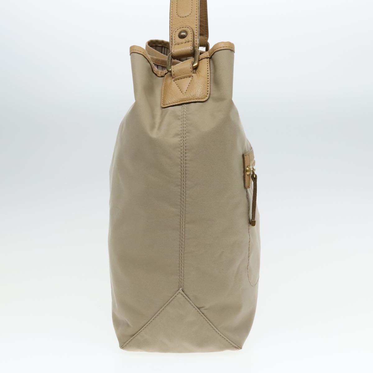 Burberry Label Shoulder Bag Canvas Beige Blue