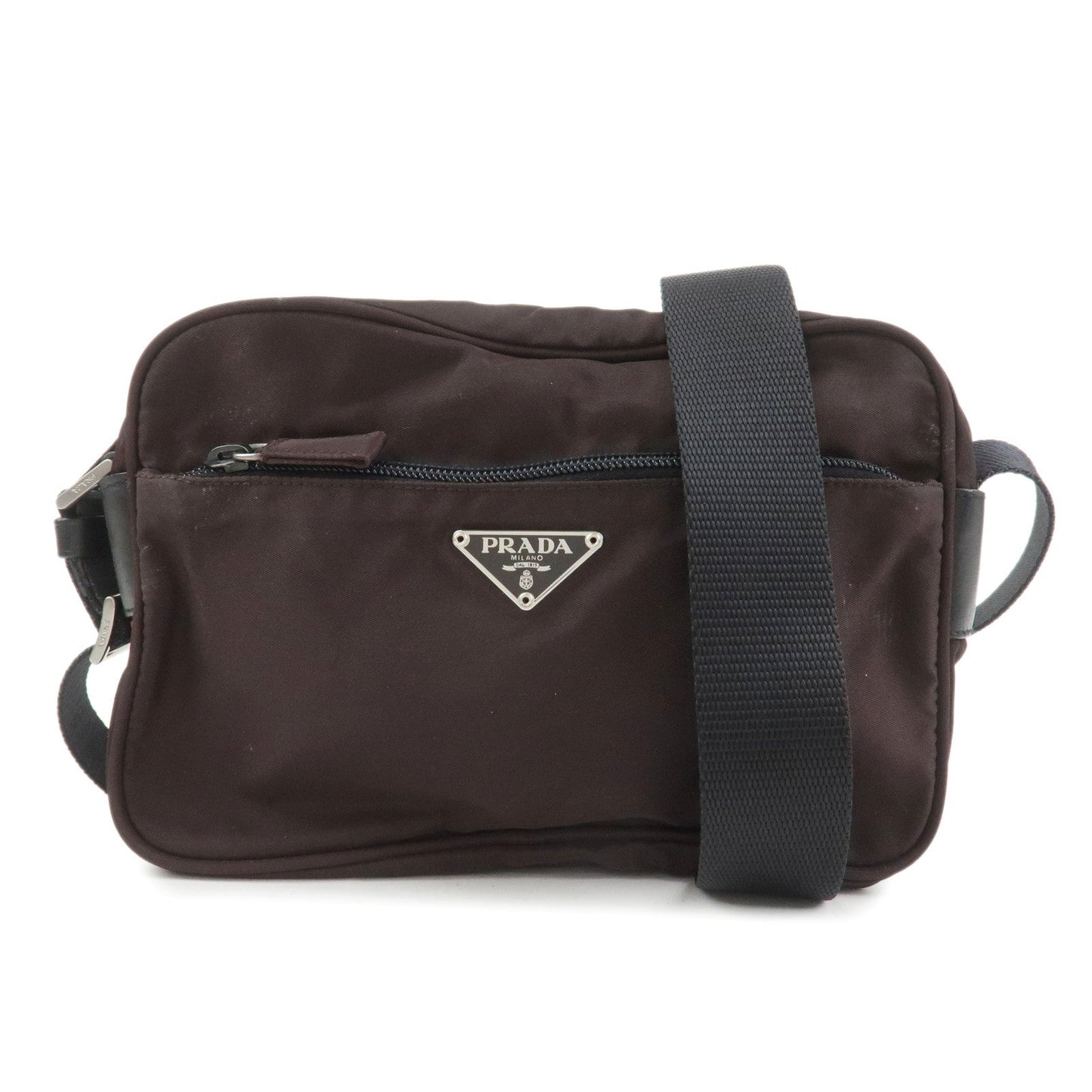 Crossbody Bag Triangle Shoulder Nylon Brown Logo Shoulder Bag