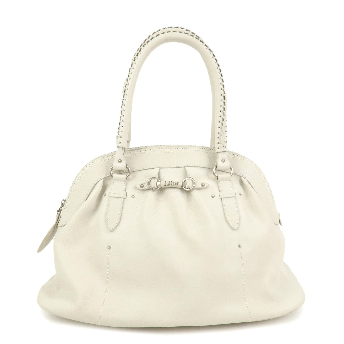 Dior Shoulder Bag Christian Hand Bag 10-RU Leather White