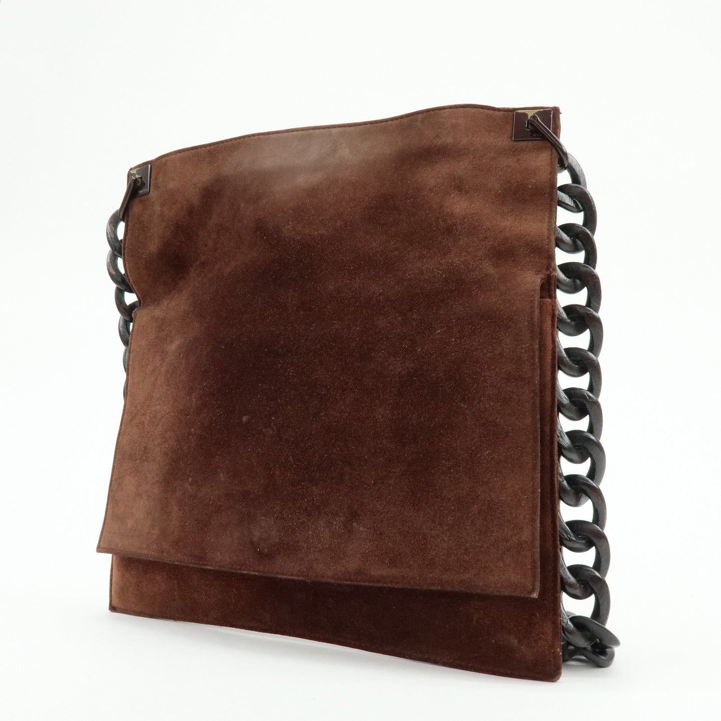 GUCCI Suede Wood Shoulder Bag Crossbody Bag Brown 002?1705