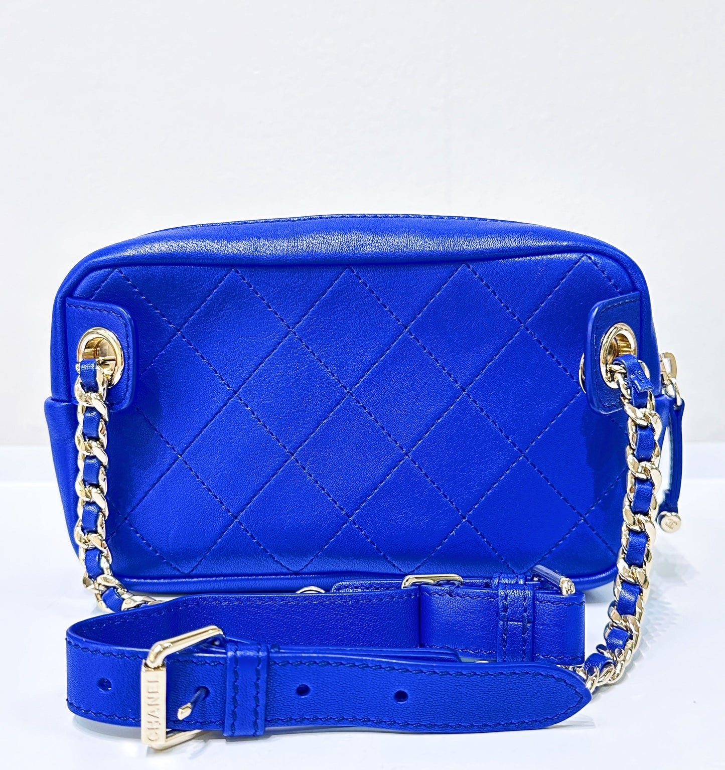 CHANEL Calfskin Casual Trip Waist Bag Blue
