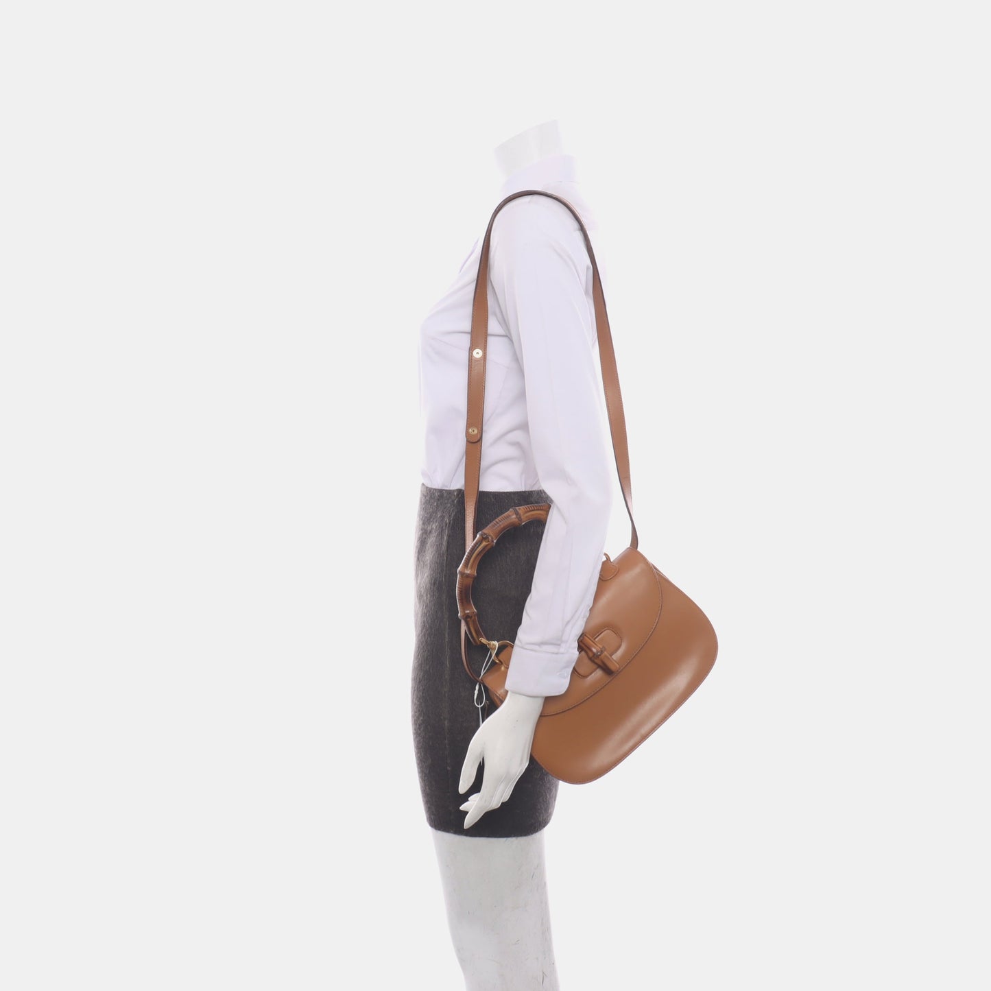Gucci Bamboo Top Handle Leather Brown Tan Medium Travel Bag Brown 2