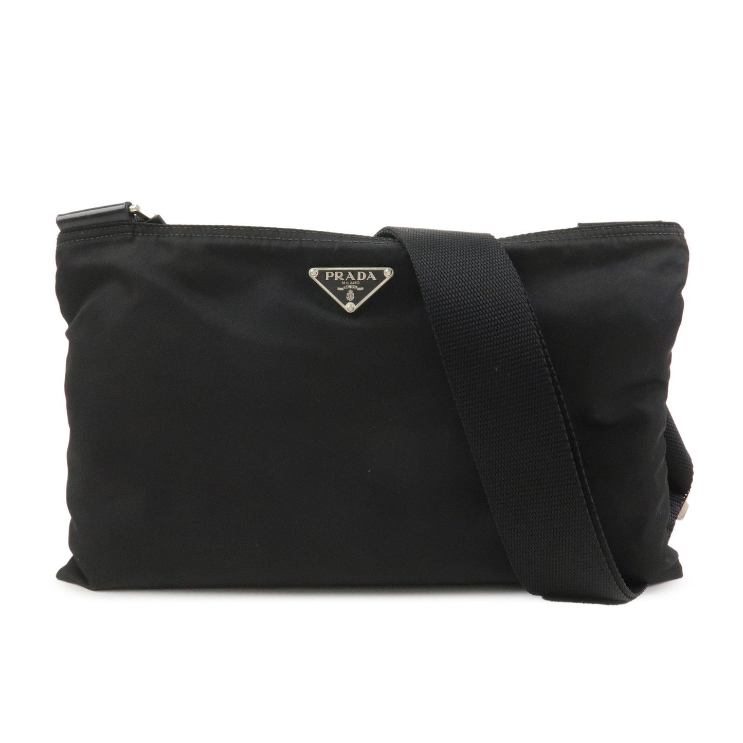 Crossbody Bag Triangle Shoulder Bag 2 Leather Nylon Black
