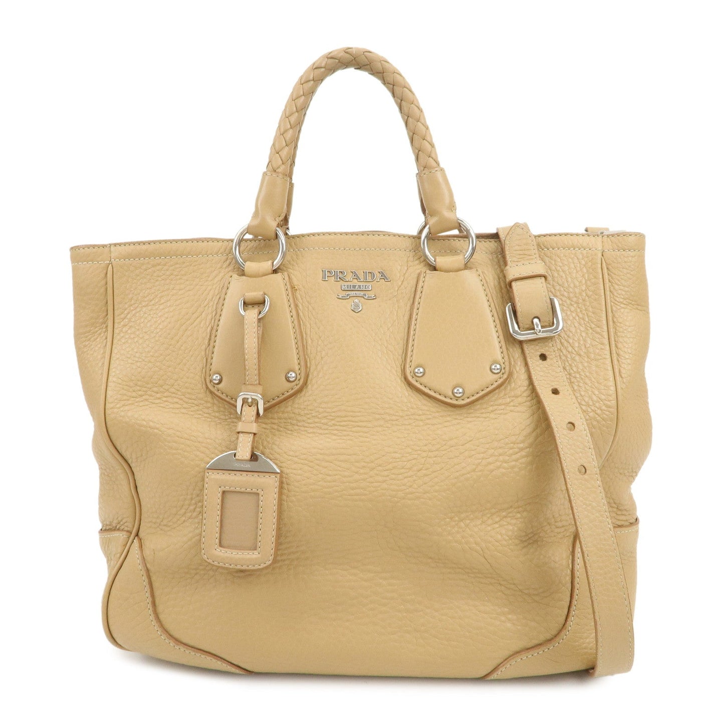 Shoulder Bag 2Way Bag Hand Bag Leather Beige Logo