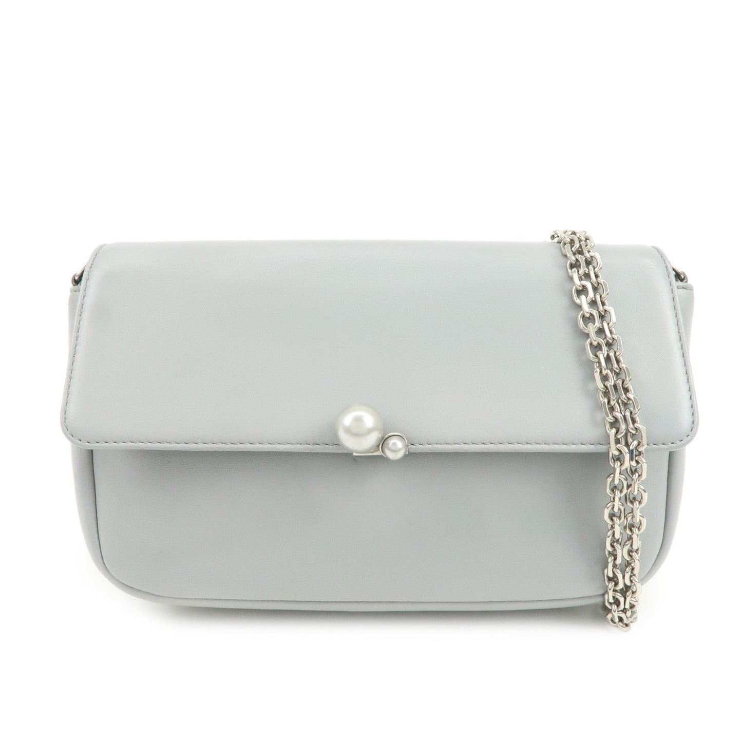 Dior Shoulder Bag Christian Light 112-MA Leather Blue Chain