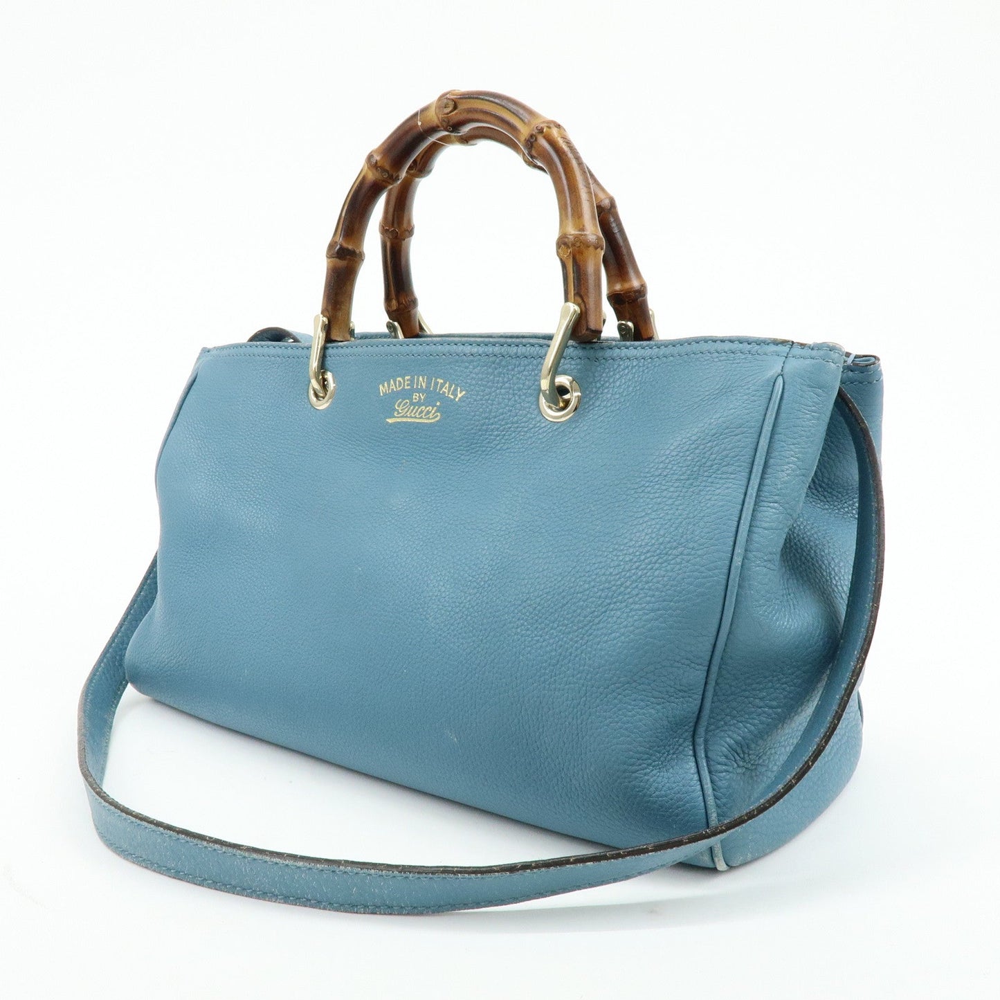 GUCCI Bamboo Leather Shopper Medium 2Way Bag Shoulder Bag 323660