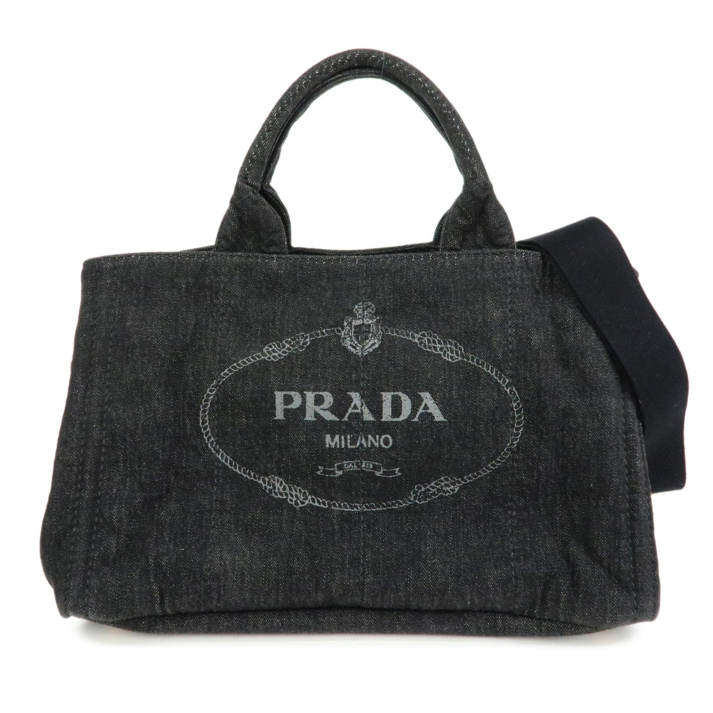 Tote Bag Triangle Canapa 2Way Tote Hand Bag Canvas Black Logo