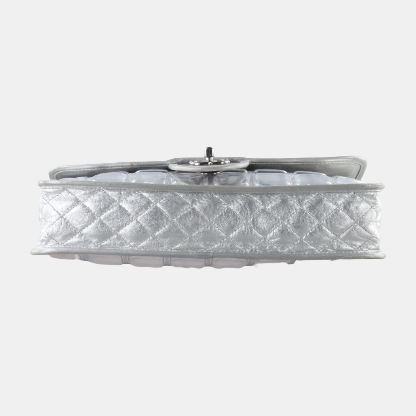Chanel Ice Cube Chocolate Bar Classic Flap Silver Leather Handbag 4