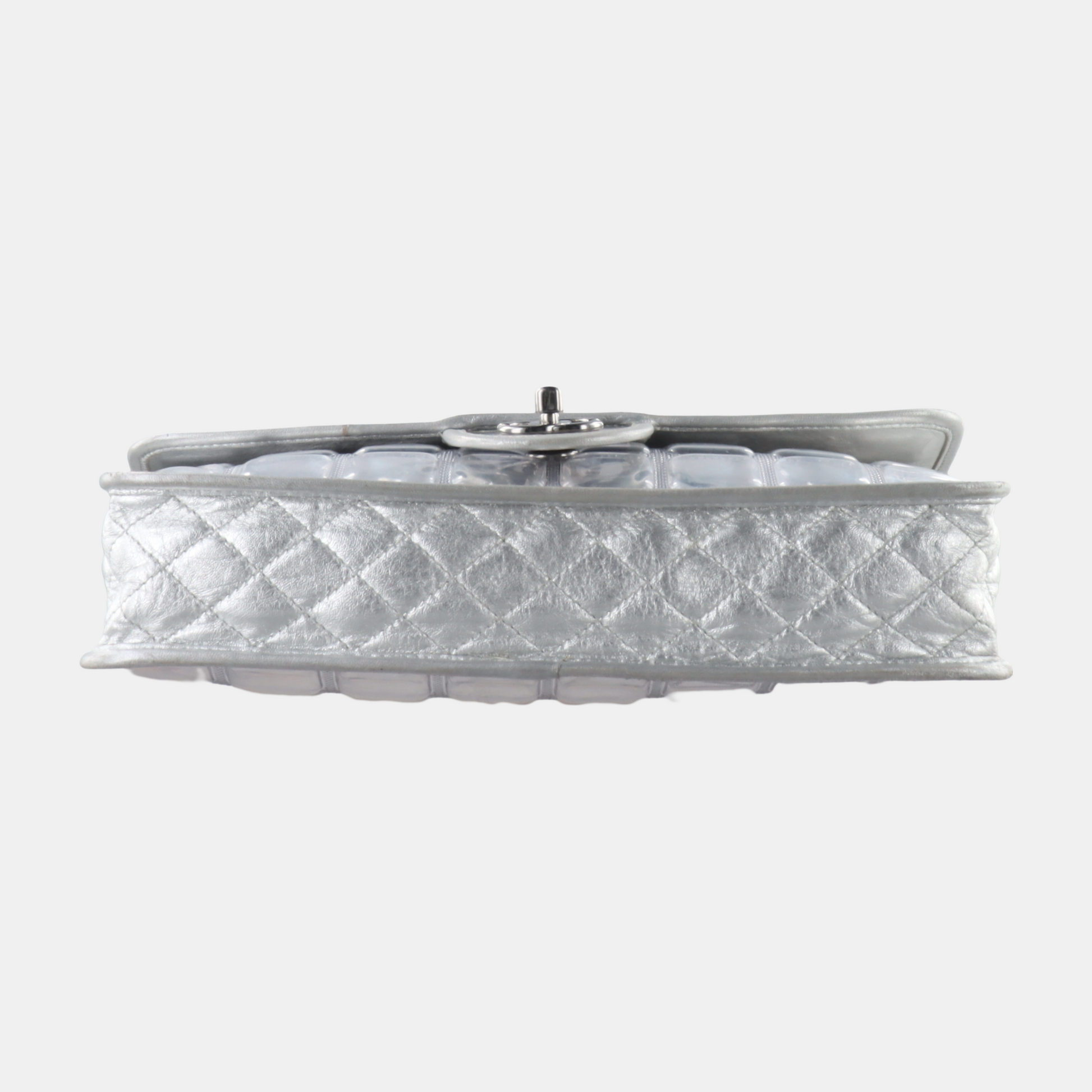 Chanel Ice Cube Chocolate Bar Classic Flap Silver Leather Handbag 4