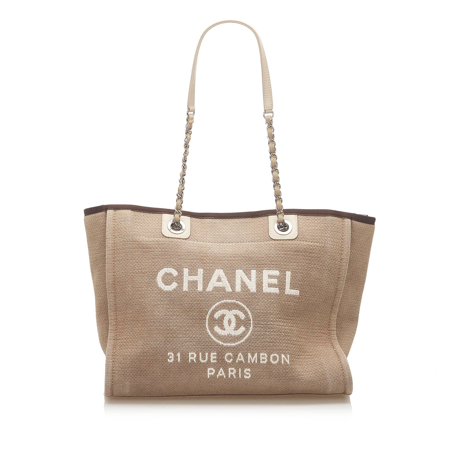 Chanel Deauville Tote Bag Leather Canvas