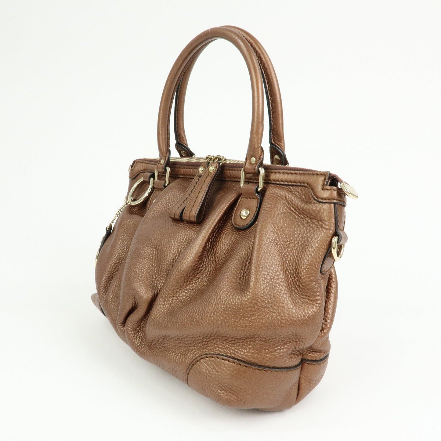 GUCCI Sukey Interlocking G Leather 2Way Shoulder Bag Bronze 247902