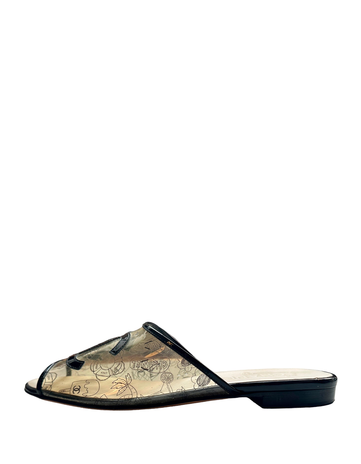 Chanel Printed Pvc Cc Logo Slides Sz 40C Women Shoes