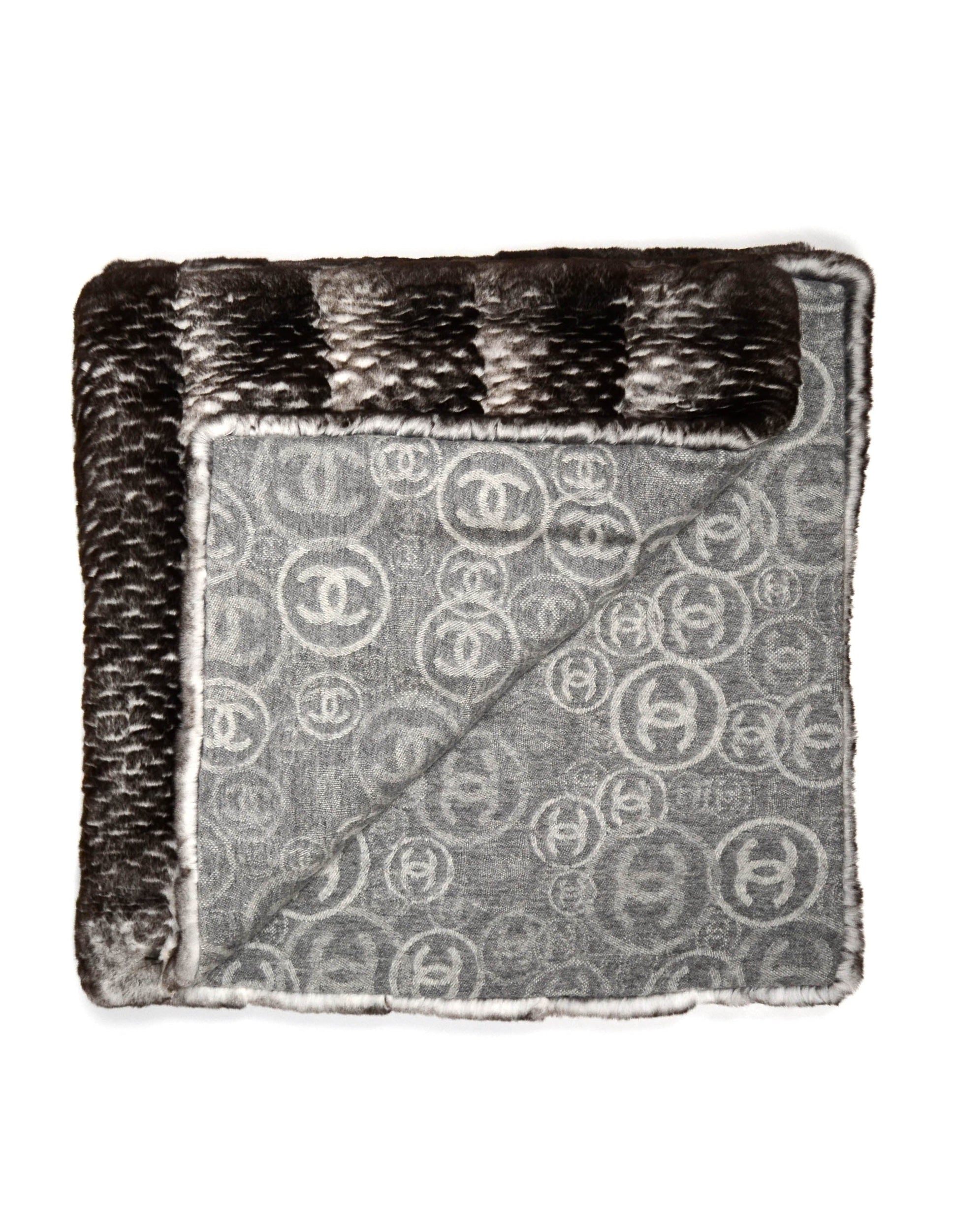 Chanel 78.5" Orylag Rabbit Fur & Cashmere Stole/throw Handbag
