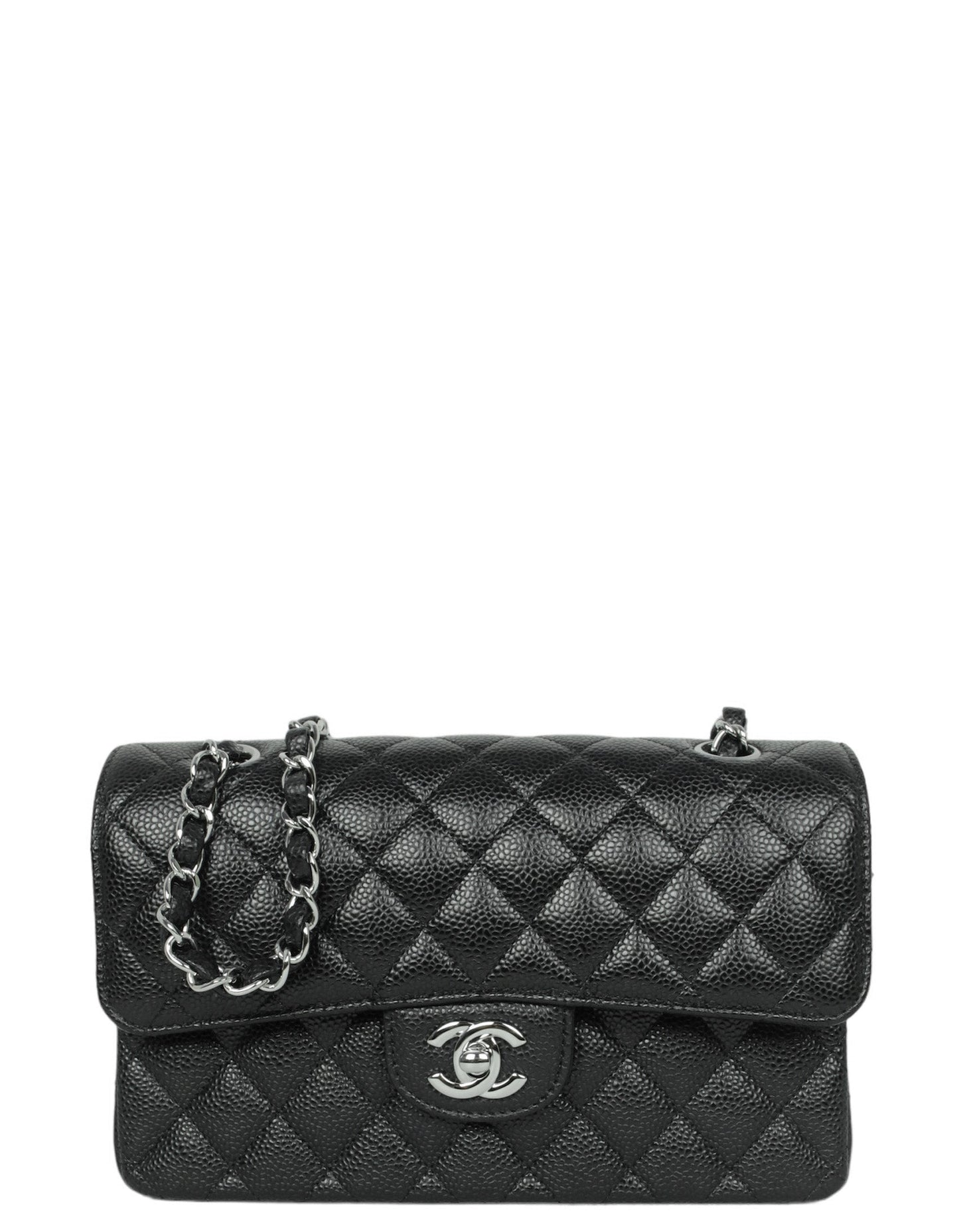 Chanel Black Caviar Small Double Flap Classic Women Shoes