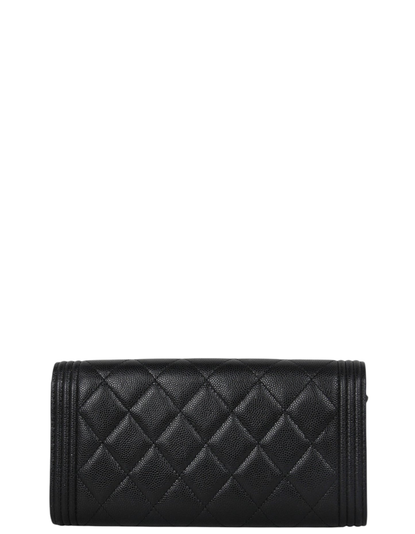 Chanel Black Quilted Large Boy Gusset Flap Wallet