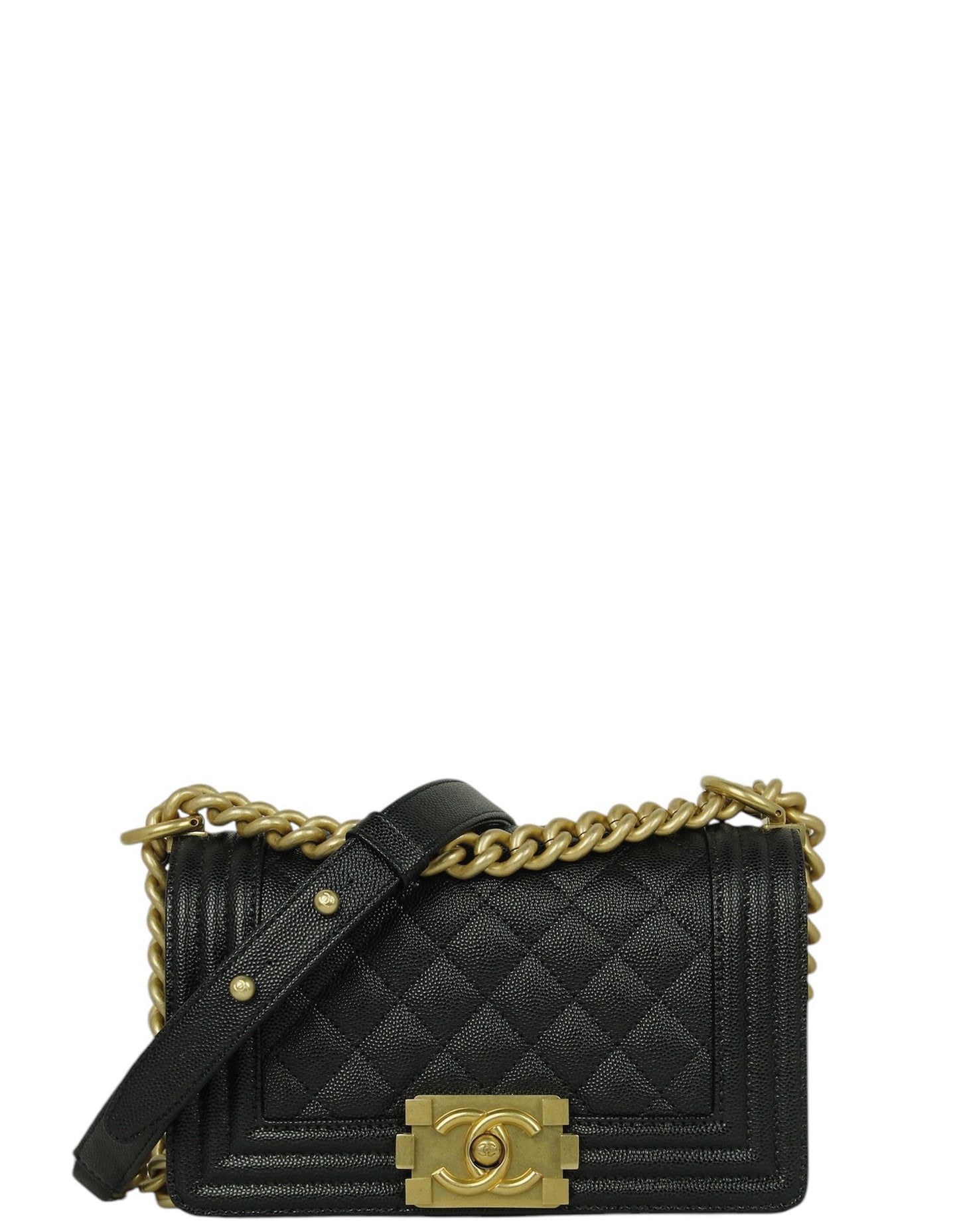 Chanel Black Caviar Leather Small Boy Bag