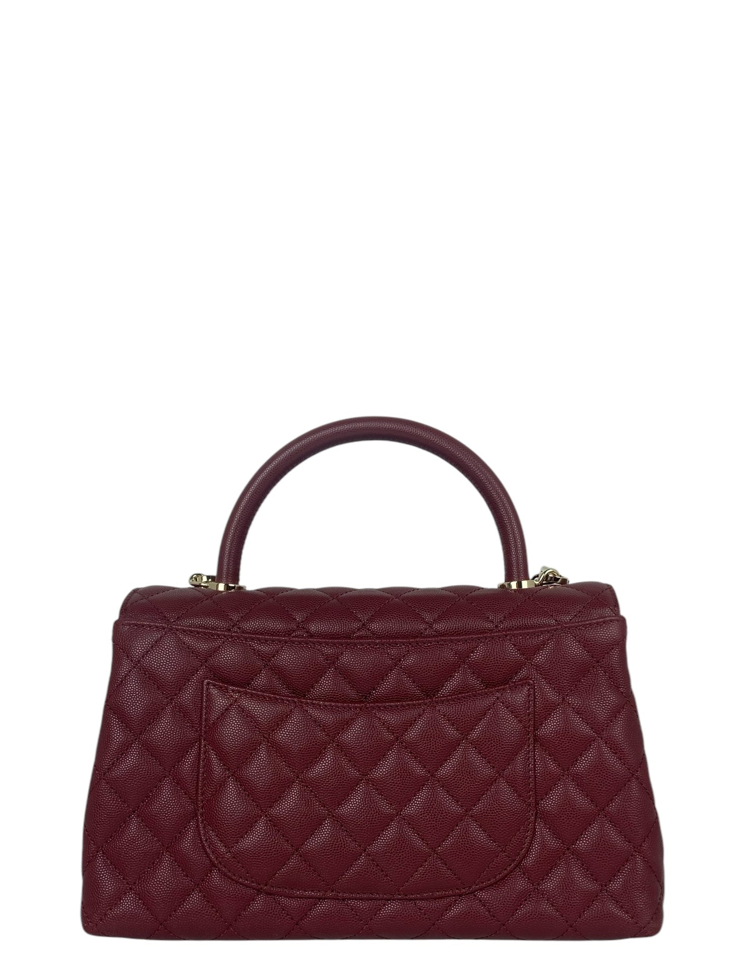 Chanel Burgundy Caviar Small Coco Handle Flap Bag