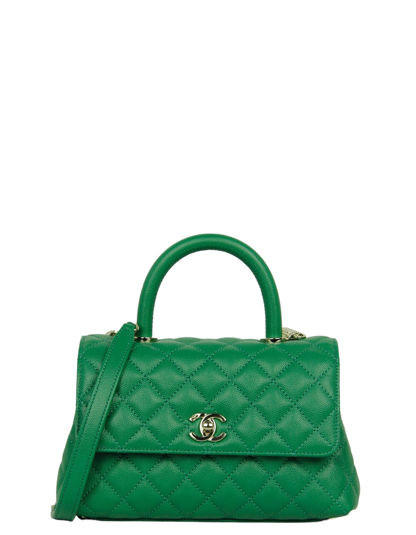 Chanel 2024 Green Caviar Mini Coco Handle Flap Bag