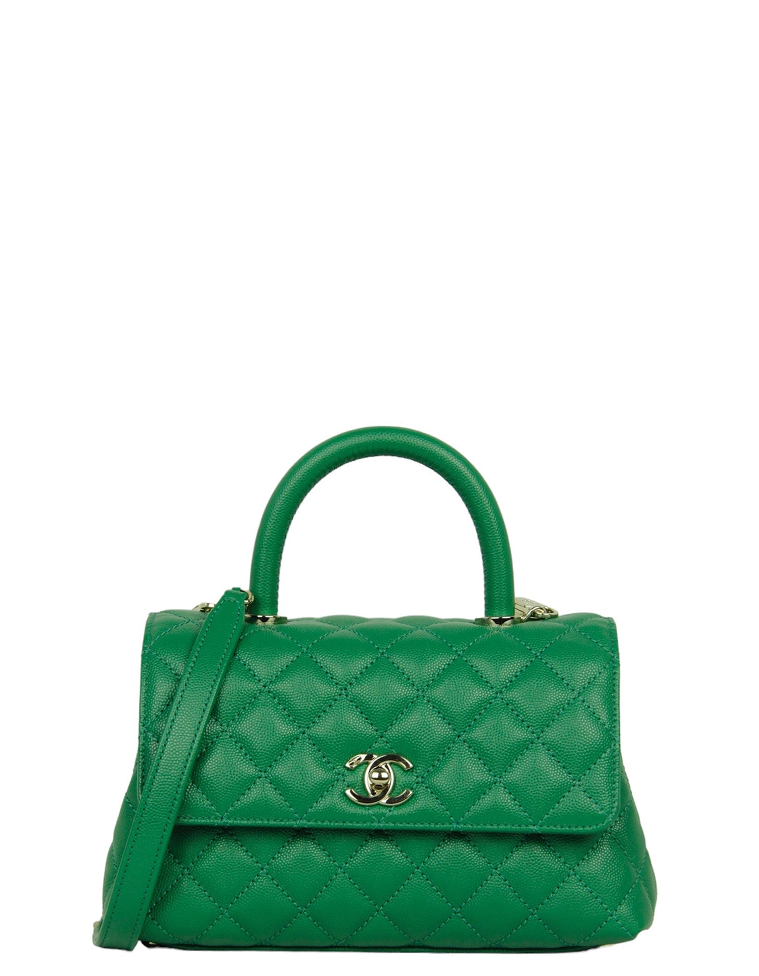 Chanel 2024 Green Caviar Mini Coco Handle Flap Bag