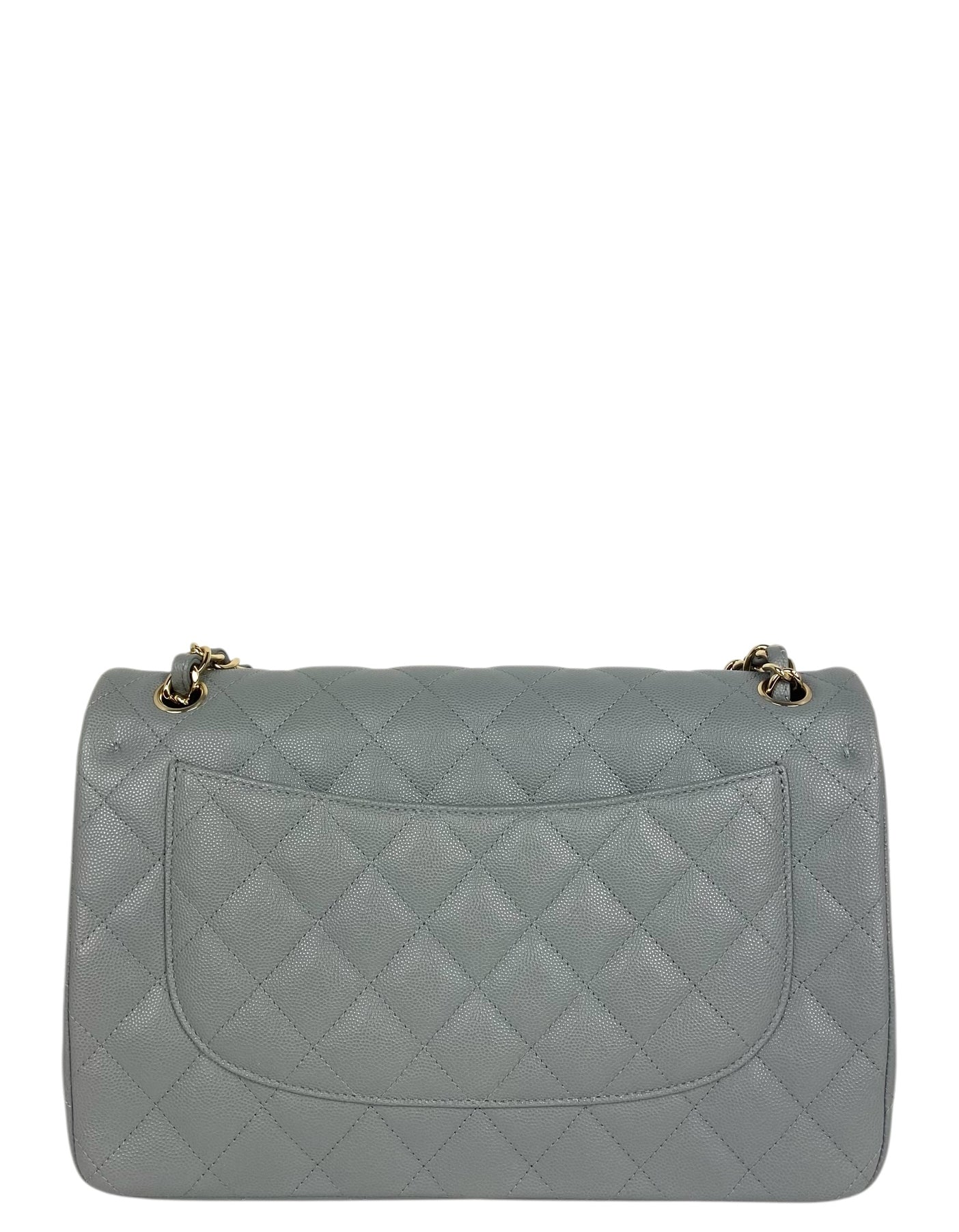Chanel Grey Caviar Classic Double Flap Jumbo Women Shoes