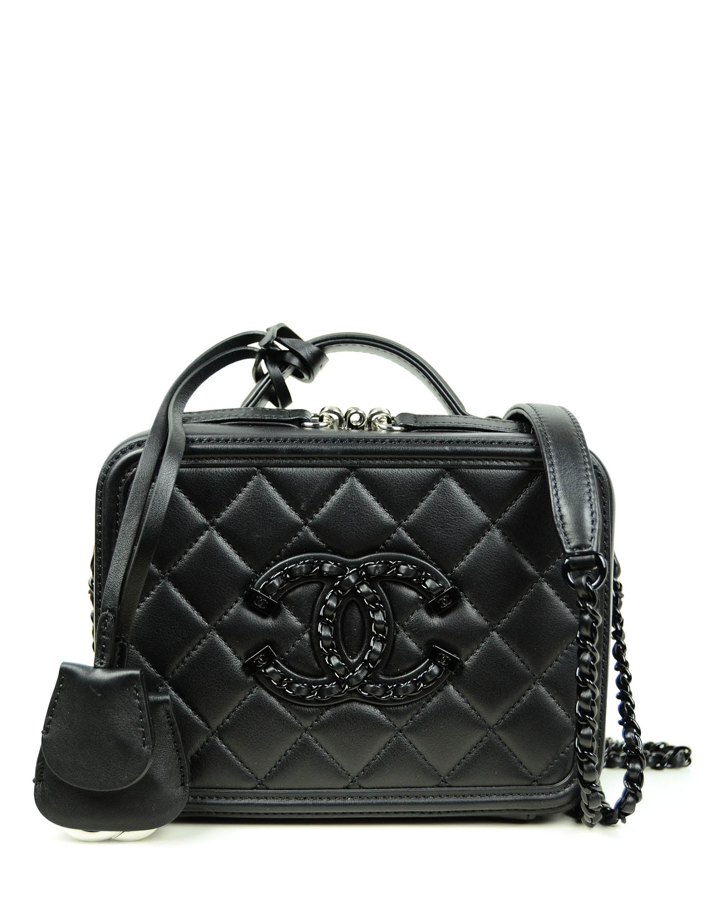 Chanel Incognito So Black Small CC Filigree Vanity Case Women Shoes
