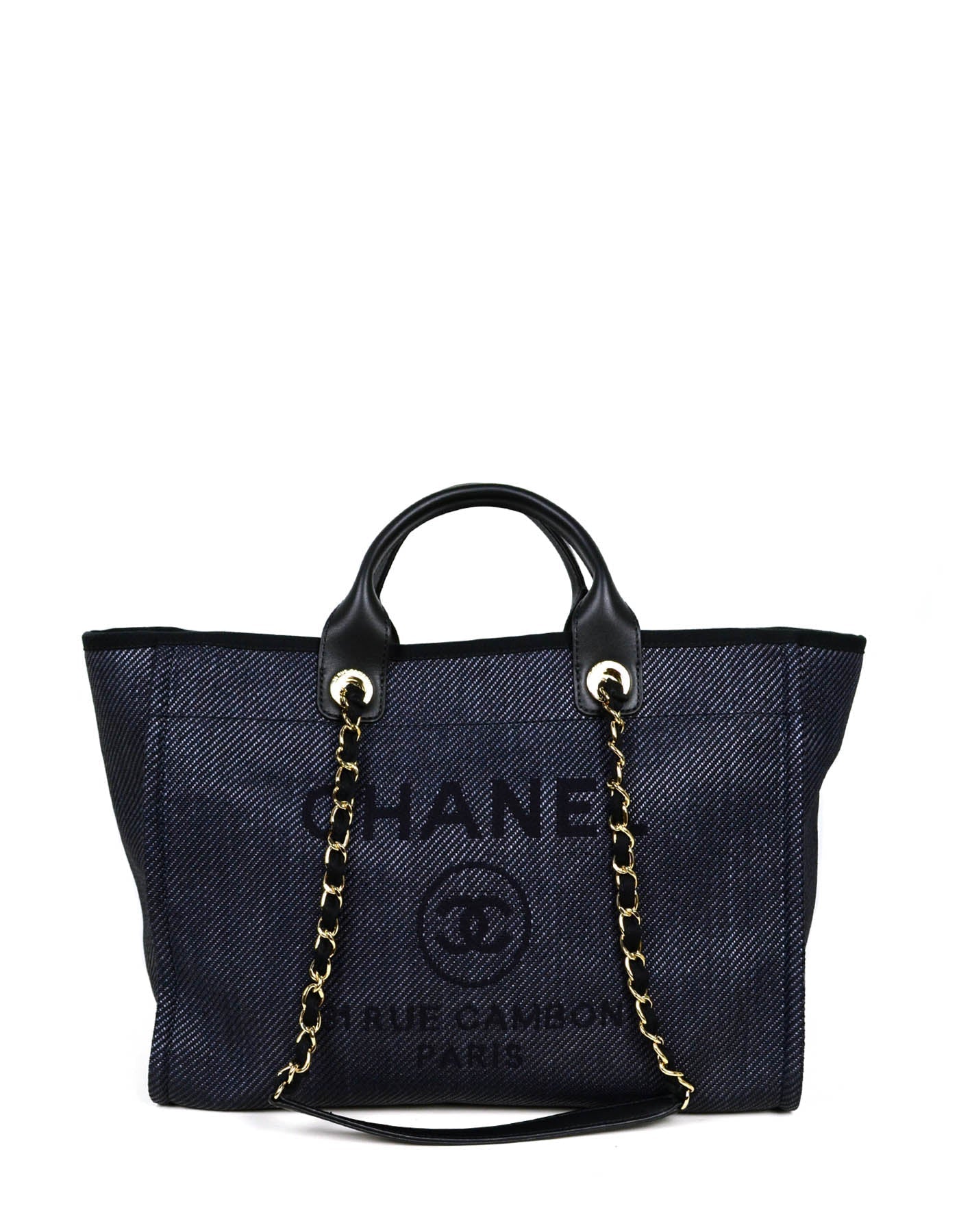 Chanel New 2020 Black Mixed Fibers Large Deauville Tote Bag