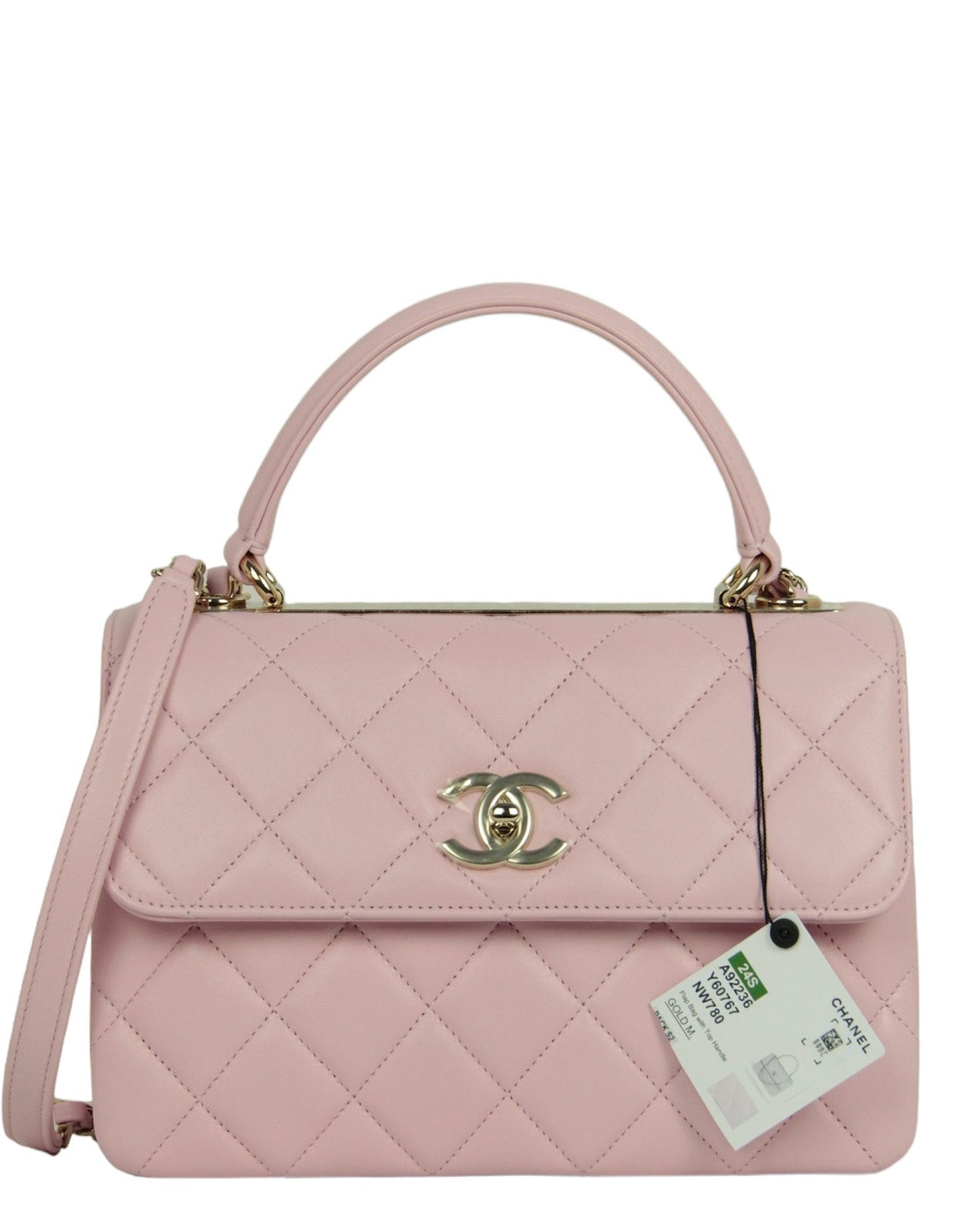 Chanel Nwt 2024 Pink Lambskin Quilted Trendy CC Handbag