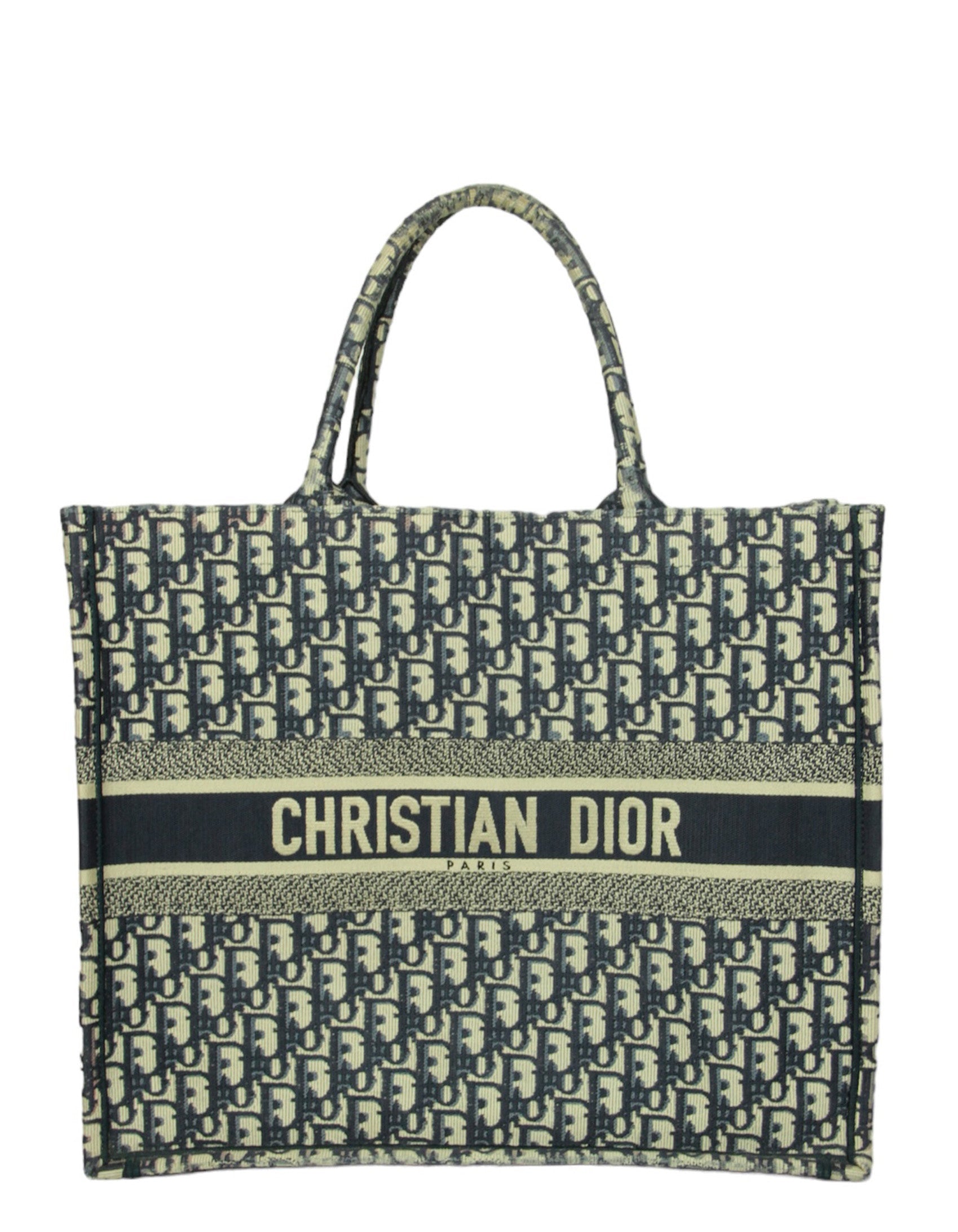 Dior Handbag Christian Oblique Book Tote Bag w Monogram Blue