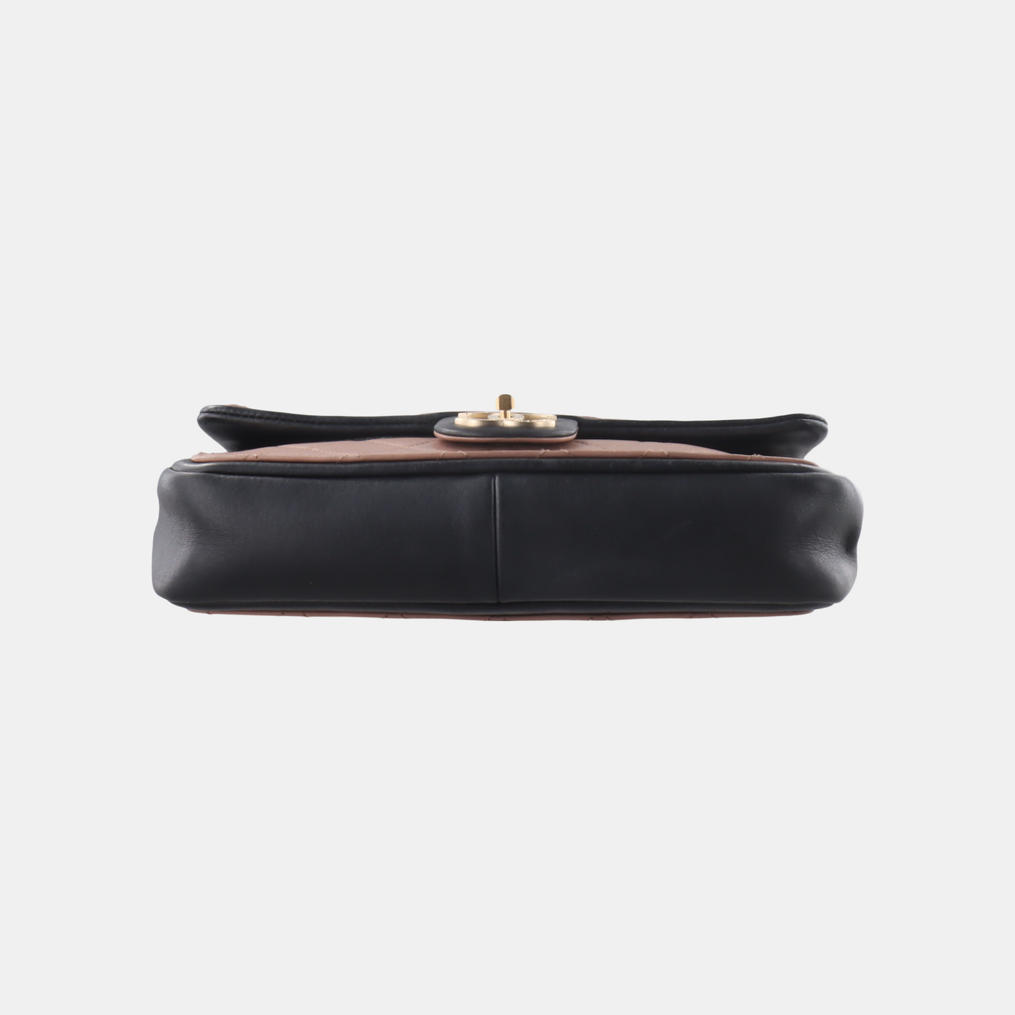 Chanel Classic Flap Calfskin Nude Trim Black Pink Leather Shoulder Bag