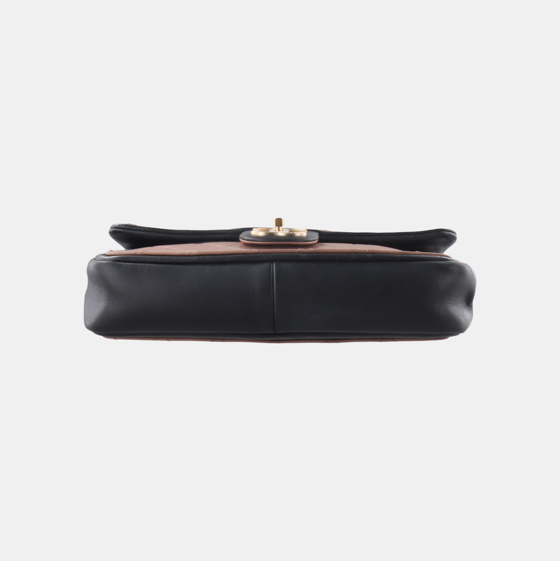 Chanel Classic Flap Calfskin Nude Trim Black Pink Leather Shoulder Bag
